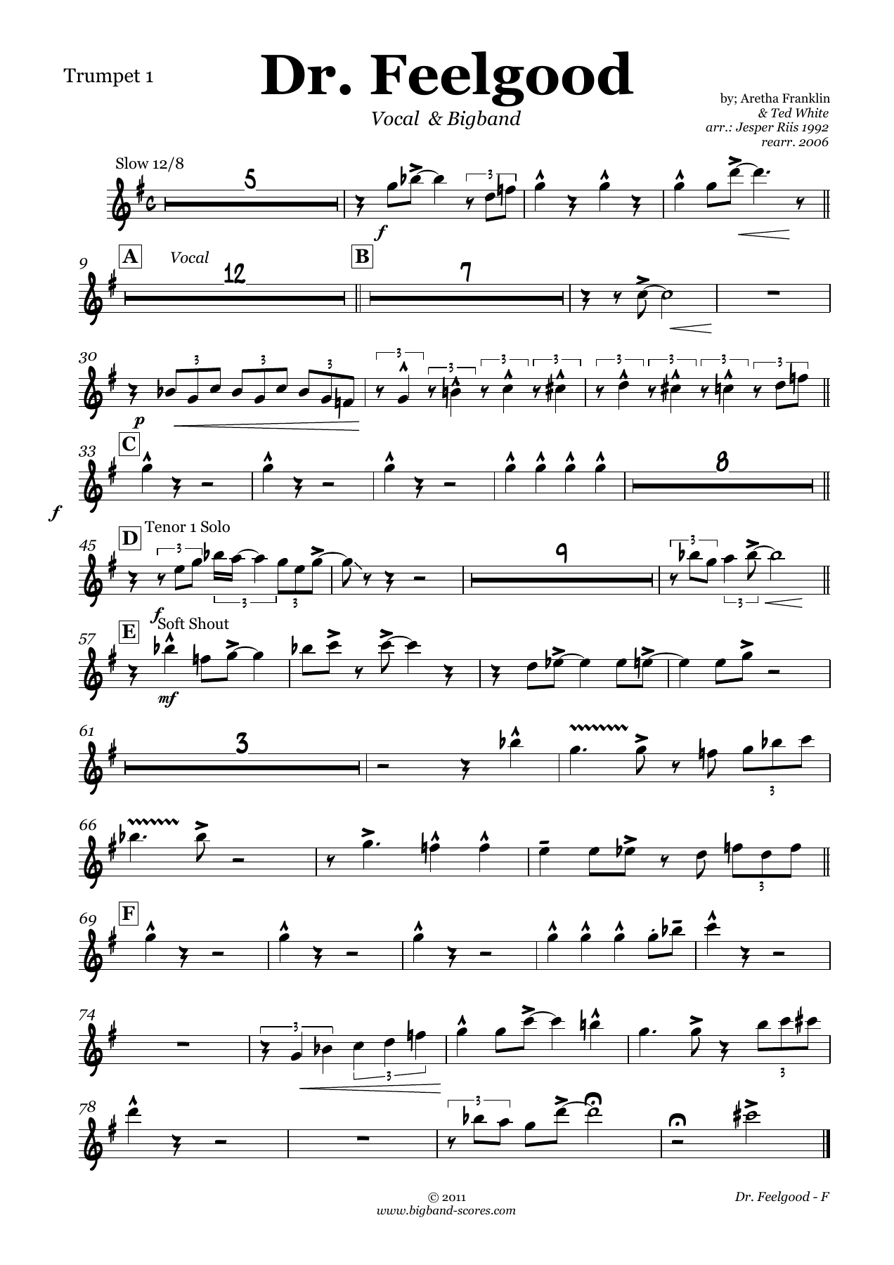 Trpt — big_band_vocal sheet music arranged by Jesper Riis | Jazz Standard
