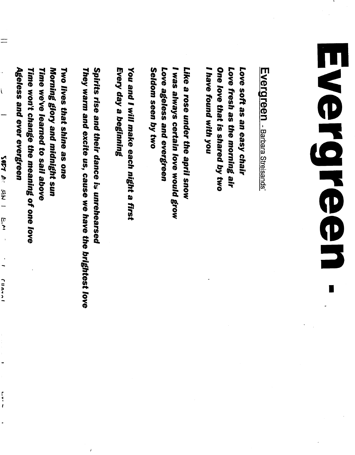 Evergreen — sheet music cover (first page)