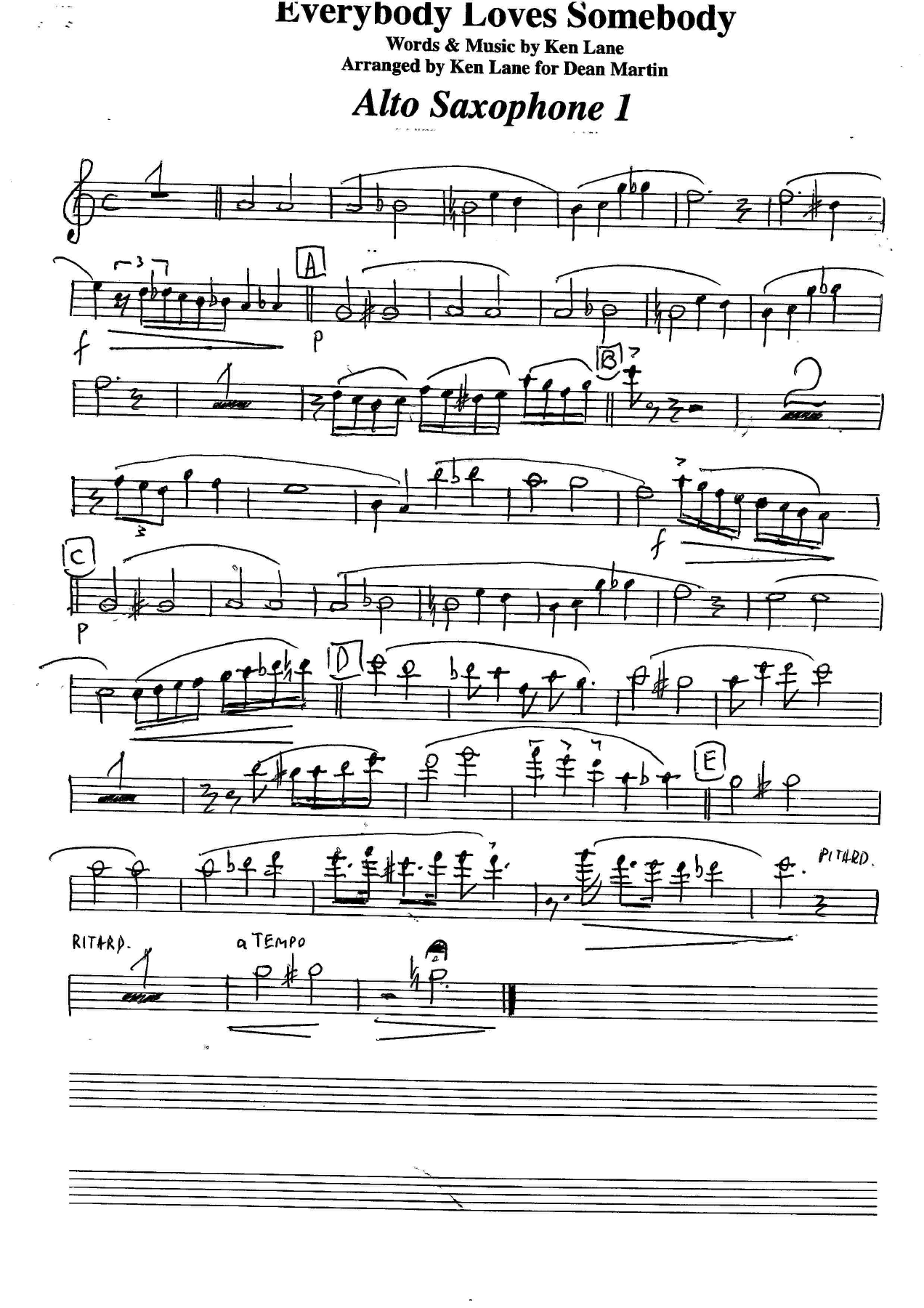 Everybody Loves Somebody -Alto 1-Alto — sheet music preview
