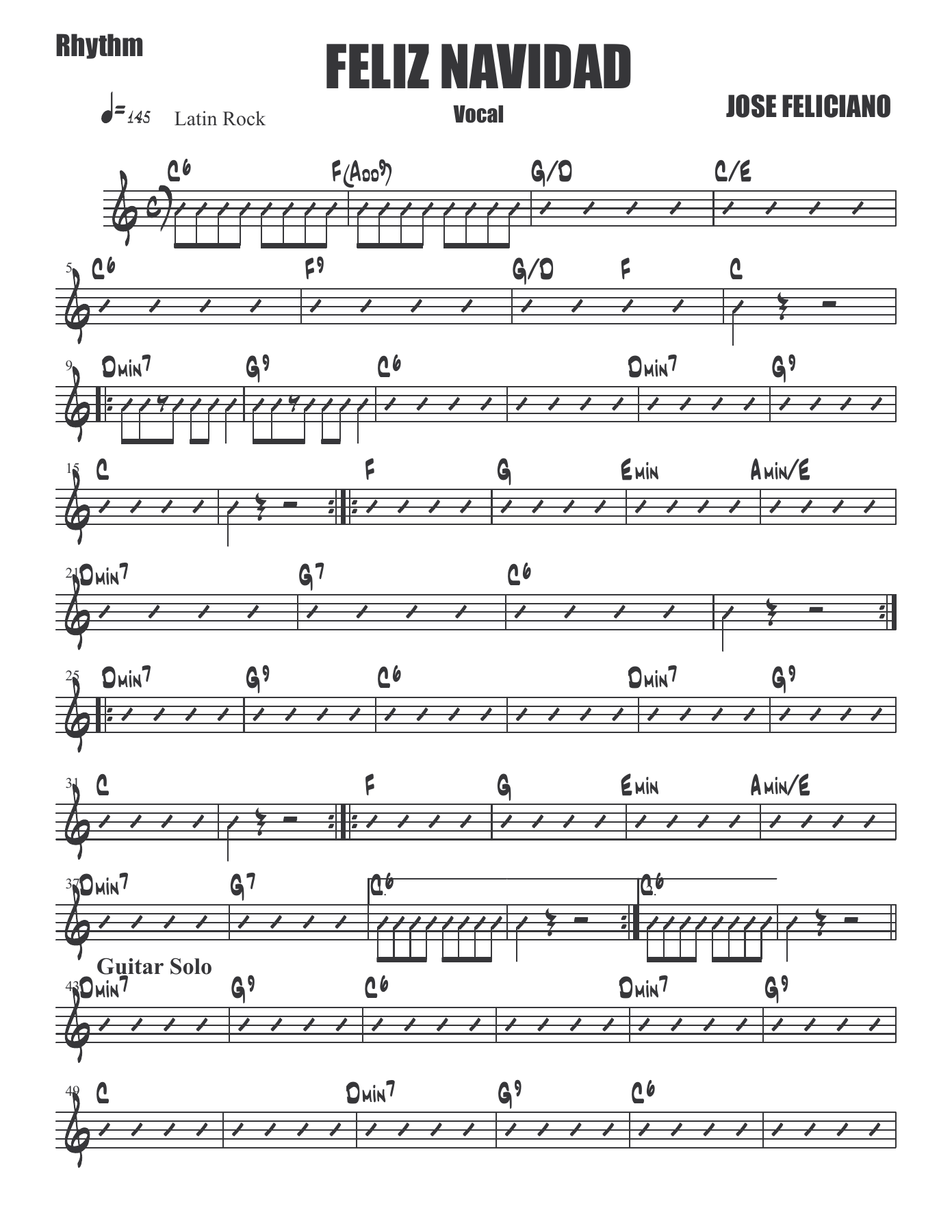 Feliz Navidad - 015 Rhythm — sheet music cover (first page)