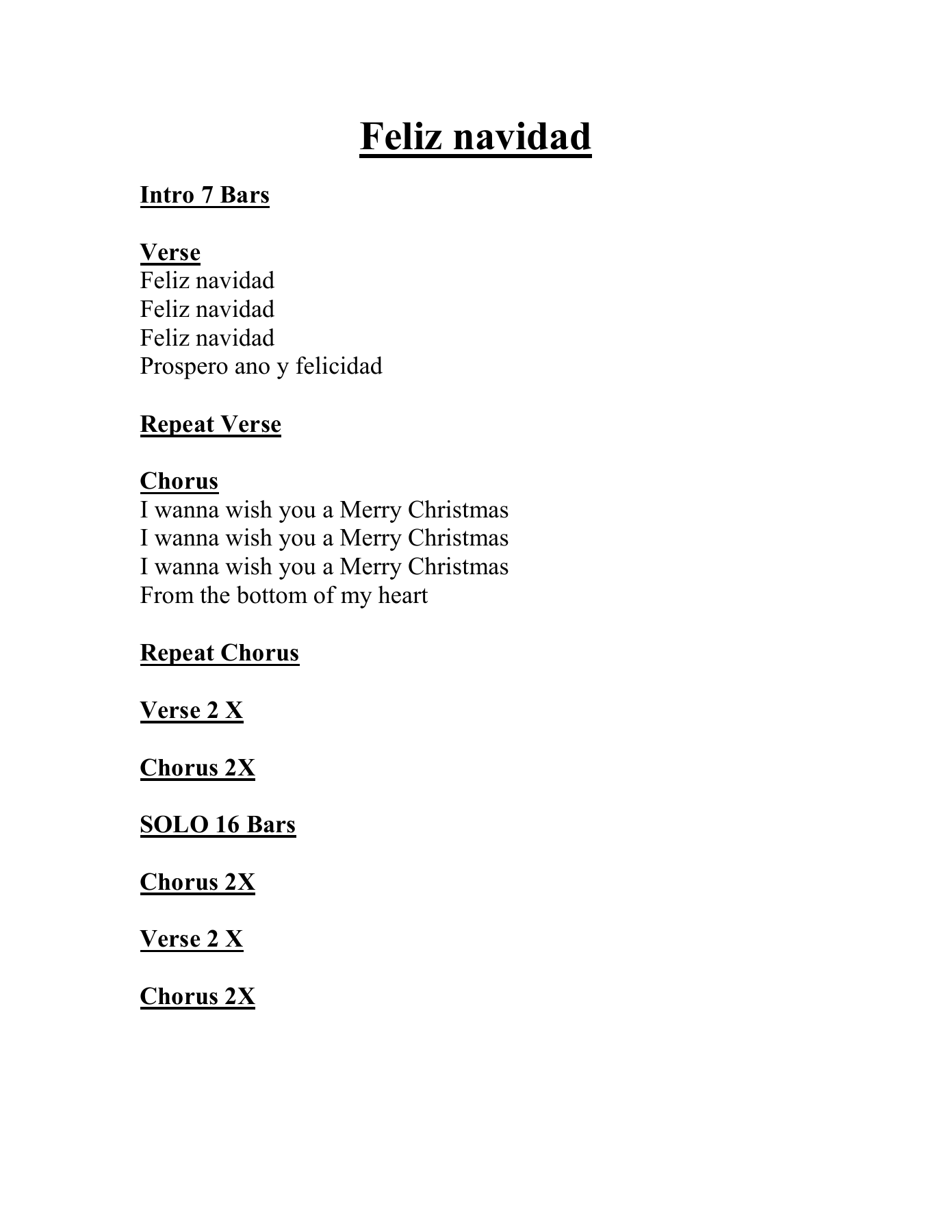 Feliz Navidad Lyrics — sheet music cover (first page)
