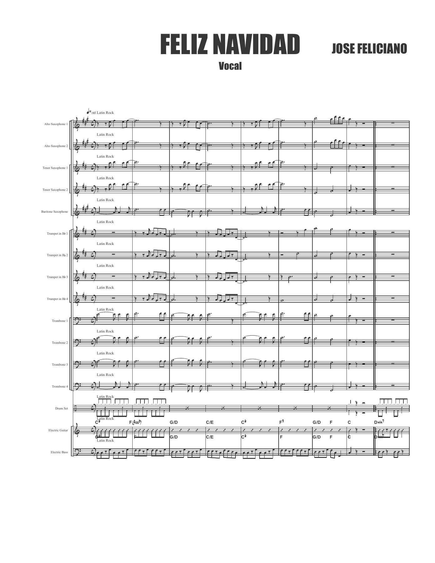 Feliz Navidad Score — sheet music cover (first page)