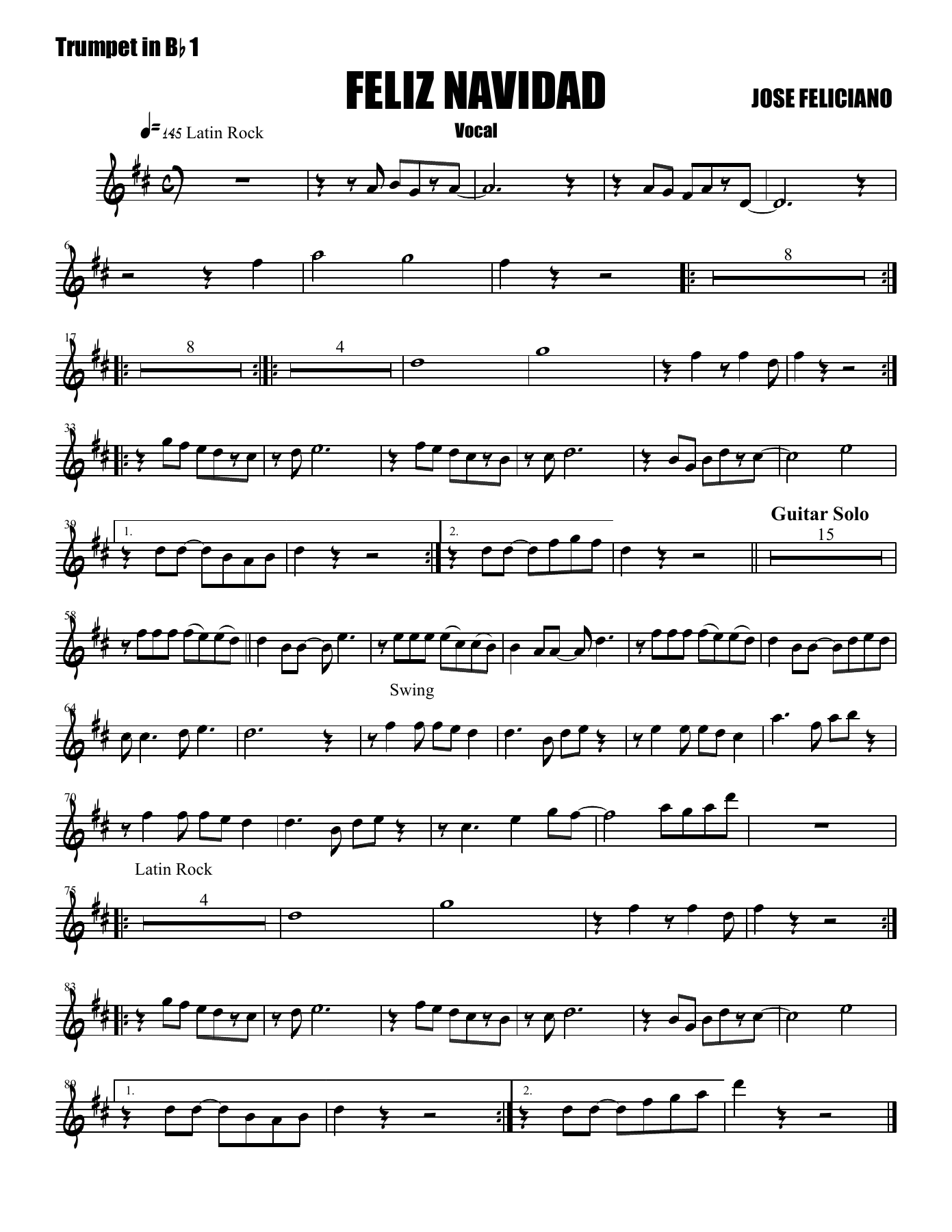 Feliz Navidad - 006 Trumpet in Bb — page 1