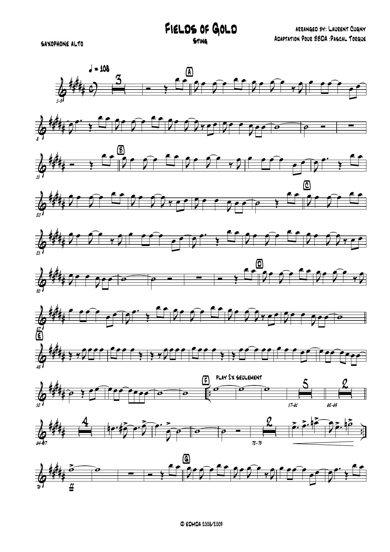 Saxophone Alto — sheet music cover (first page)