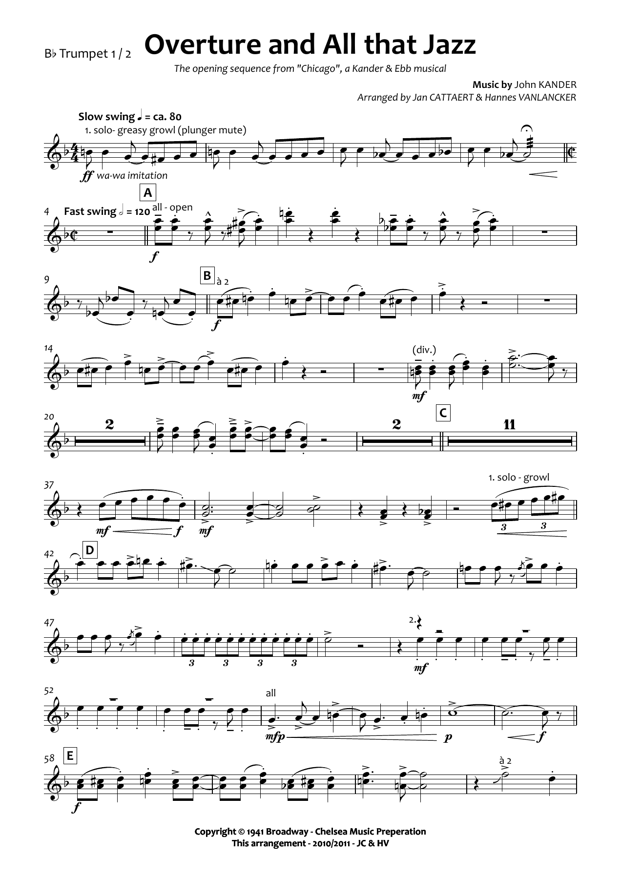 Trumpet 1&2 — sheet music cover (first page)