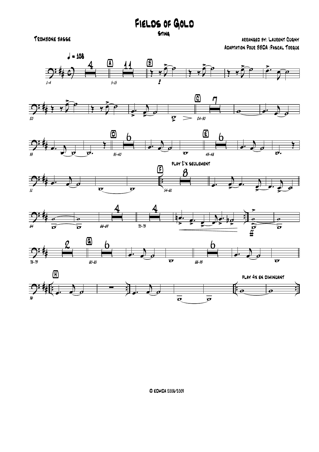 Trombone basse — sheet music cover (first page)