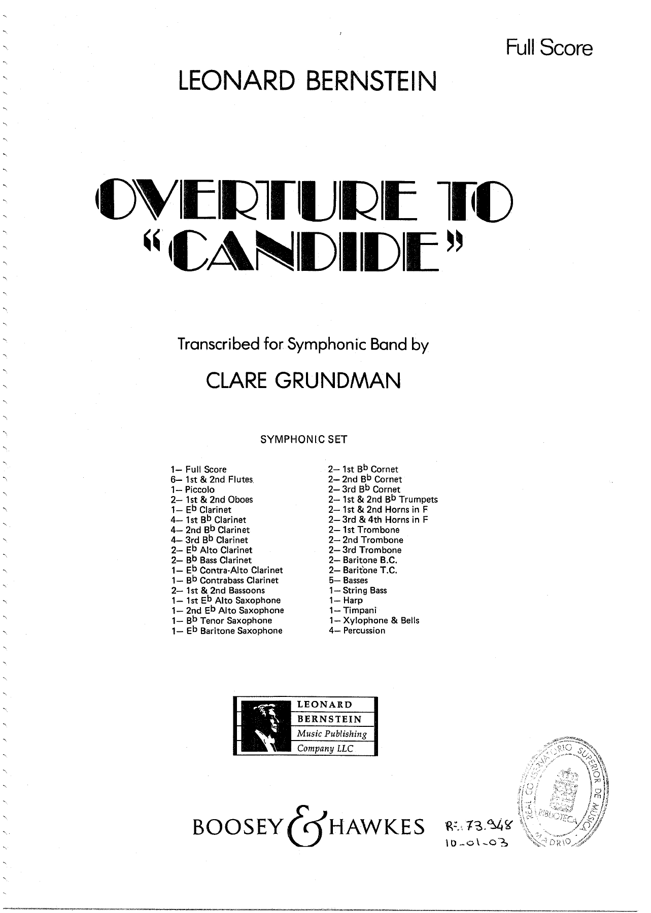 Overture to Candid - 00 - Score — Концертный оркестр sheet music by CLARE GRUNDMAN | Musical Theatre