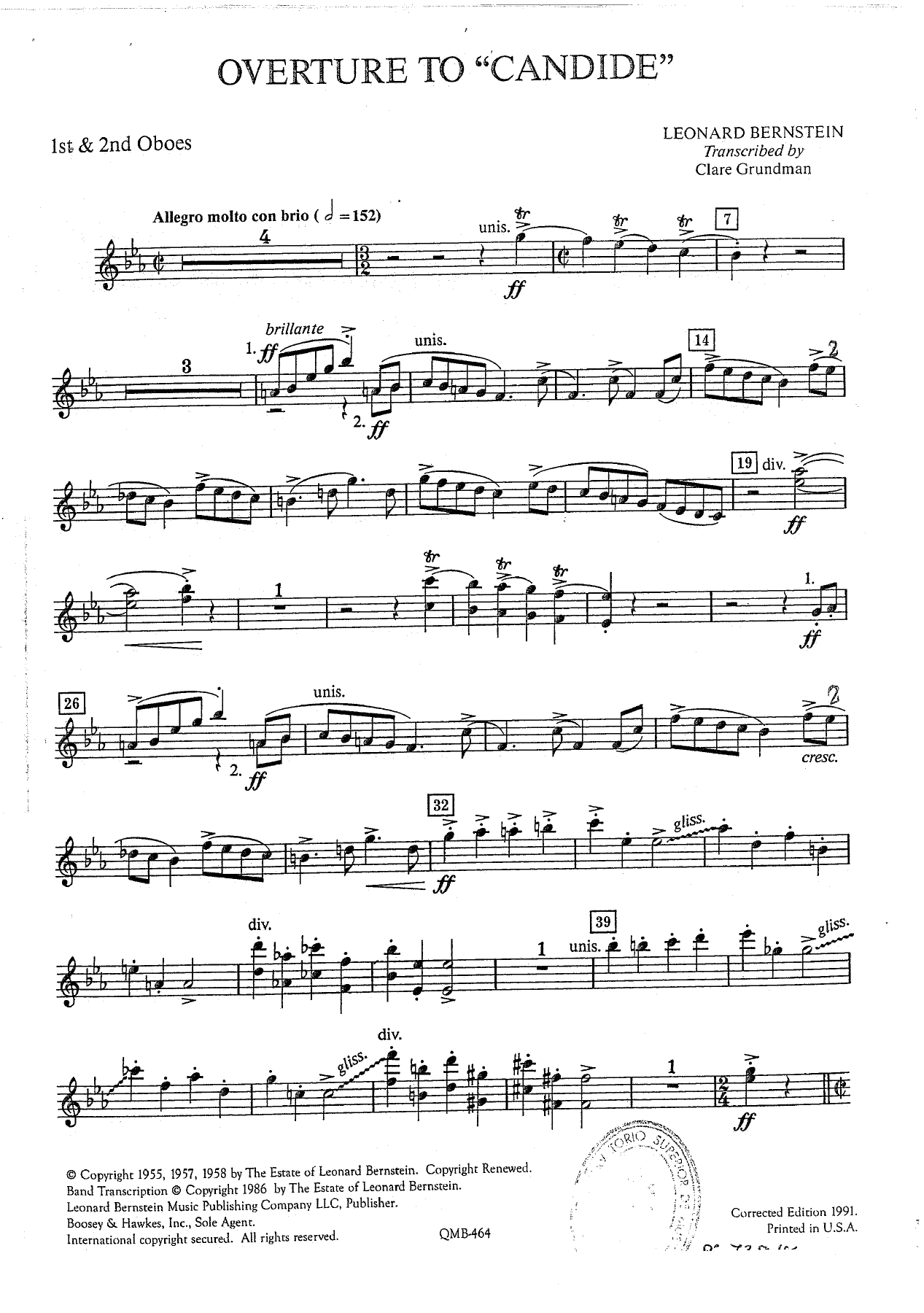 Overture to Candid - 03 - Oboe 1 & — sheet music preview