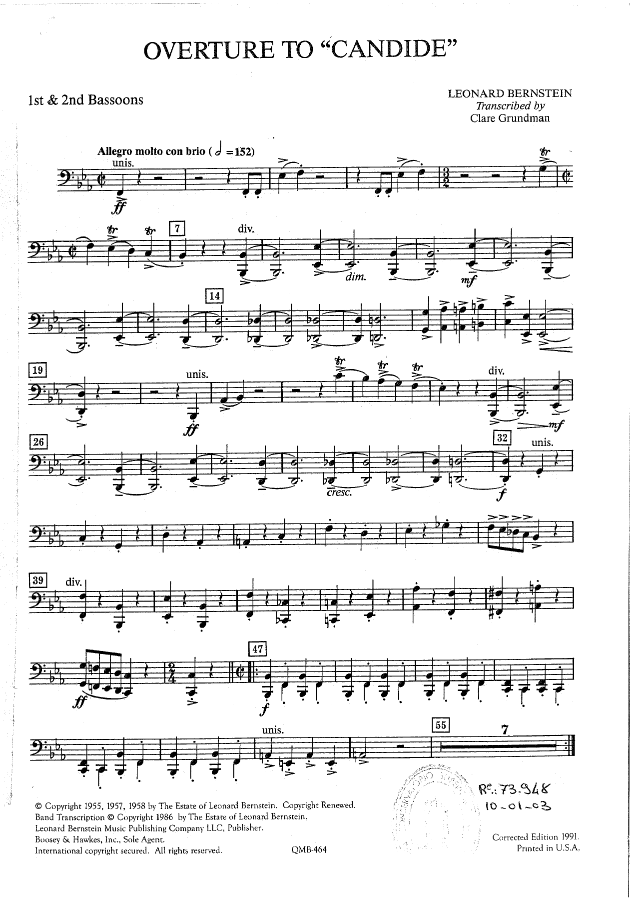 Overture to Candid - 04 - Bassoon 1 & — sheet music preview