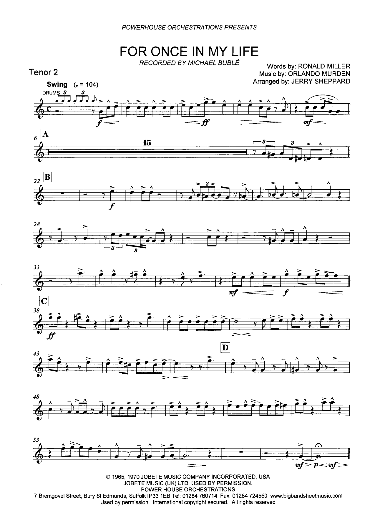Saxo Tenor 2 sib — sheet music cover (first page)