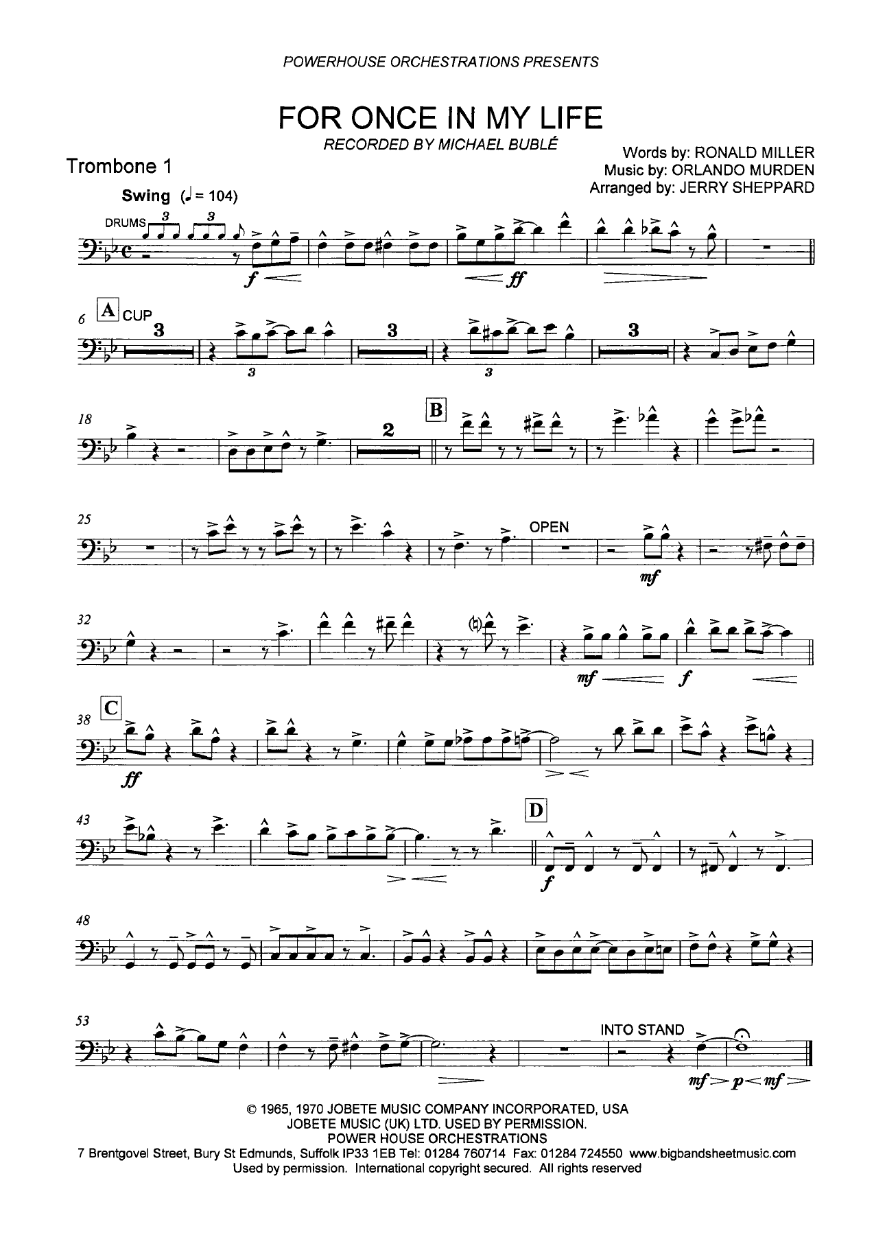Trombone 1 ut — sheet music cover (first page)