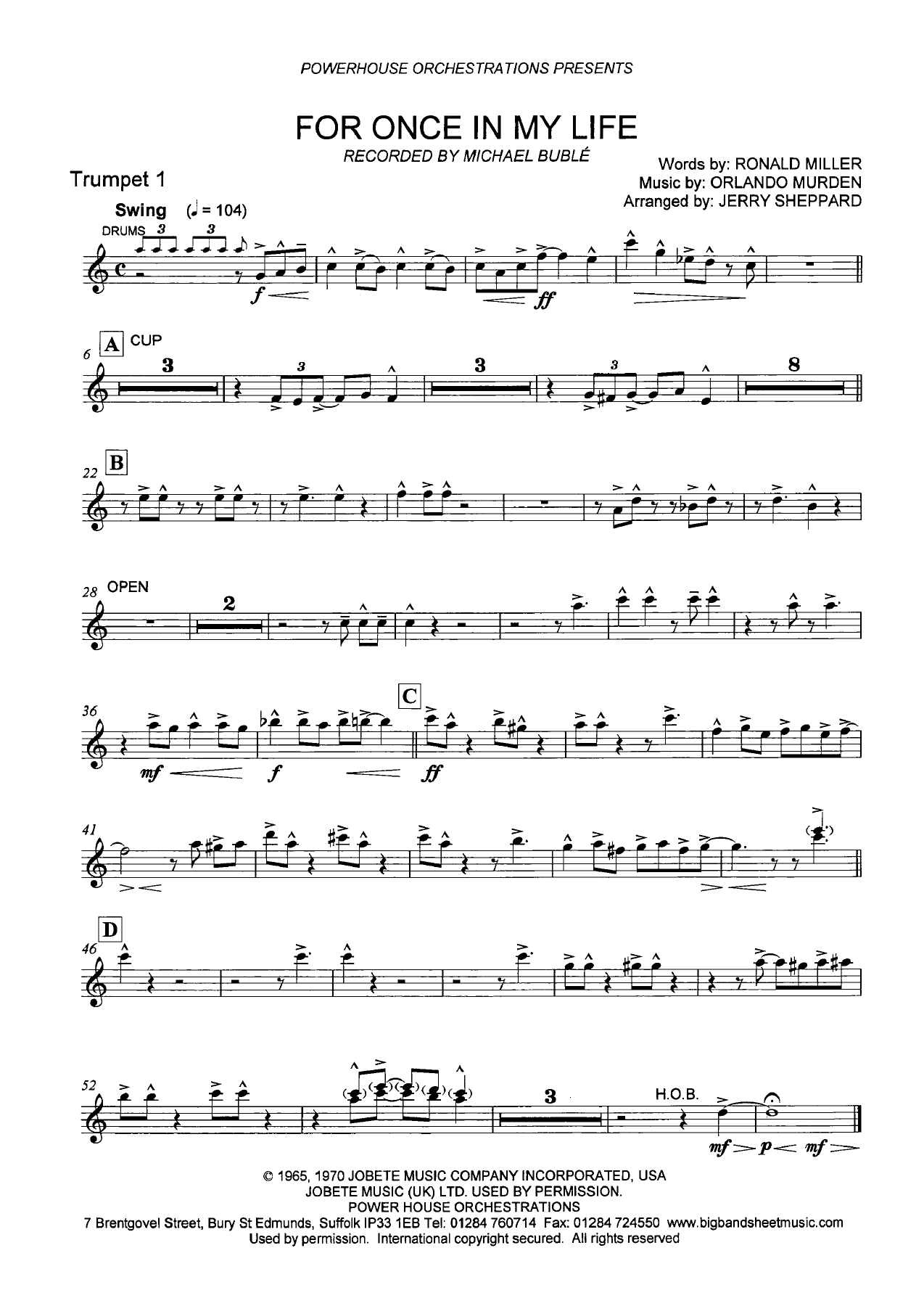 Trompette 1 sib — sheet music cover (first page)
