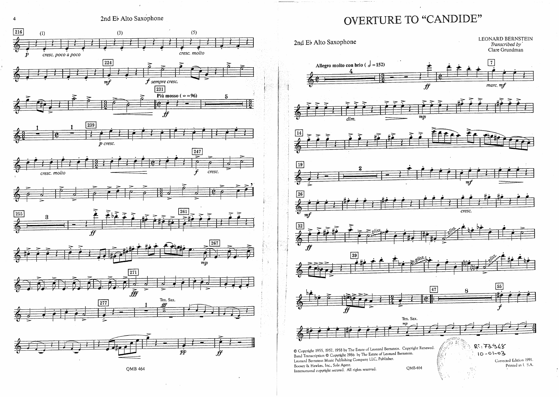 Overture to Candid - 13 - Alto Saxophone — page 1
