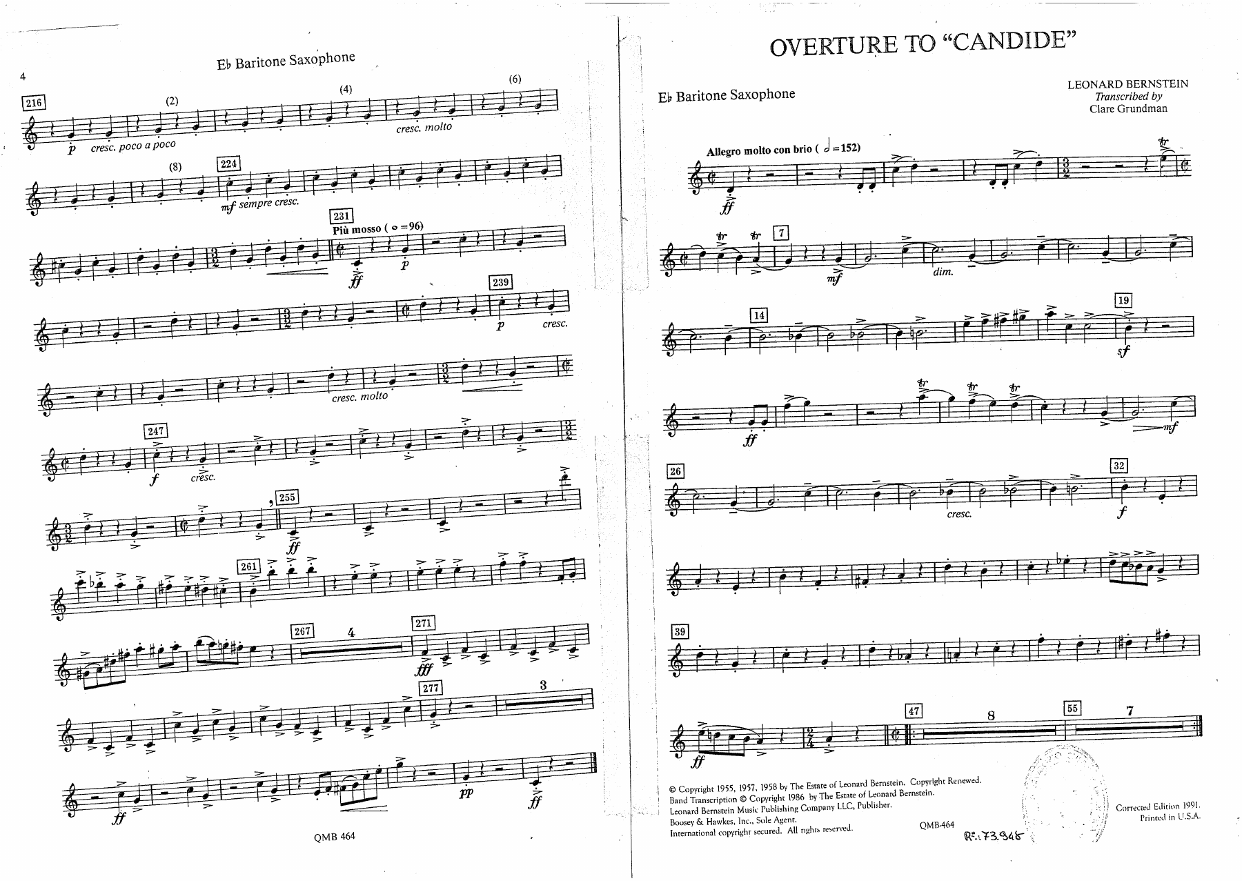 Overture to Candid - 15 - Baritone Saxophone — concert_band sheet music arranged by Clare Grundman | Musical Theatre
