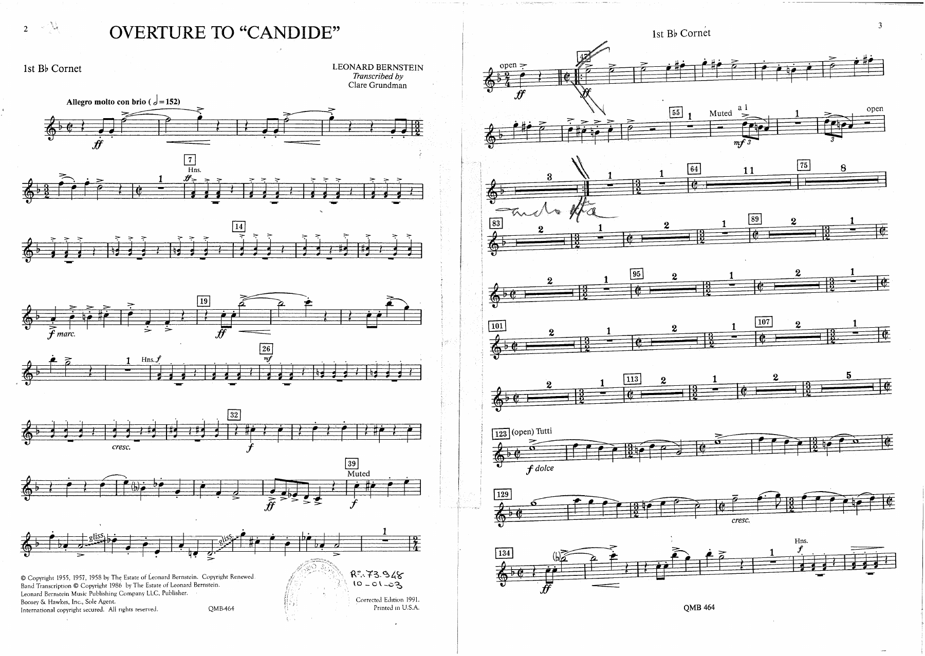 Overture to Candid - 16 - Cornet — sheet music preview