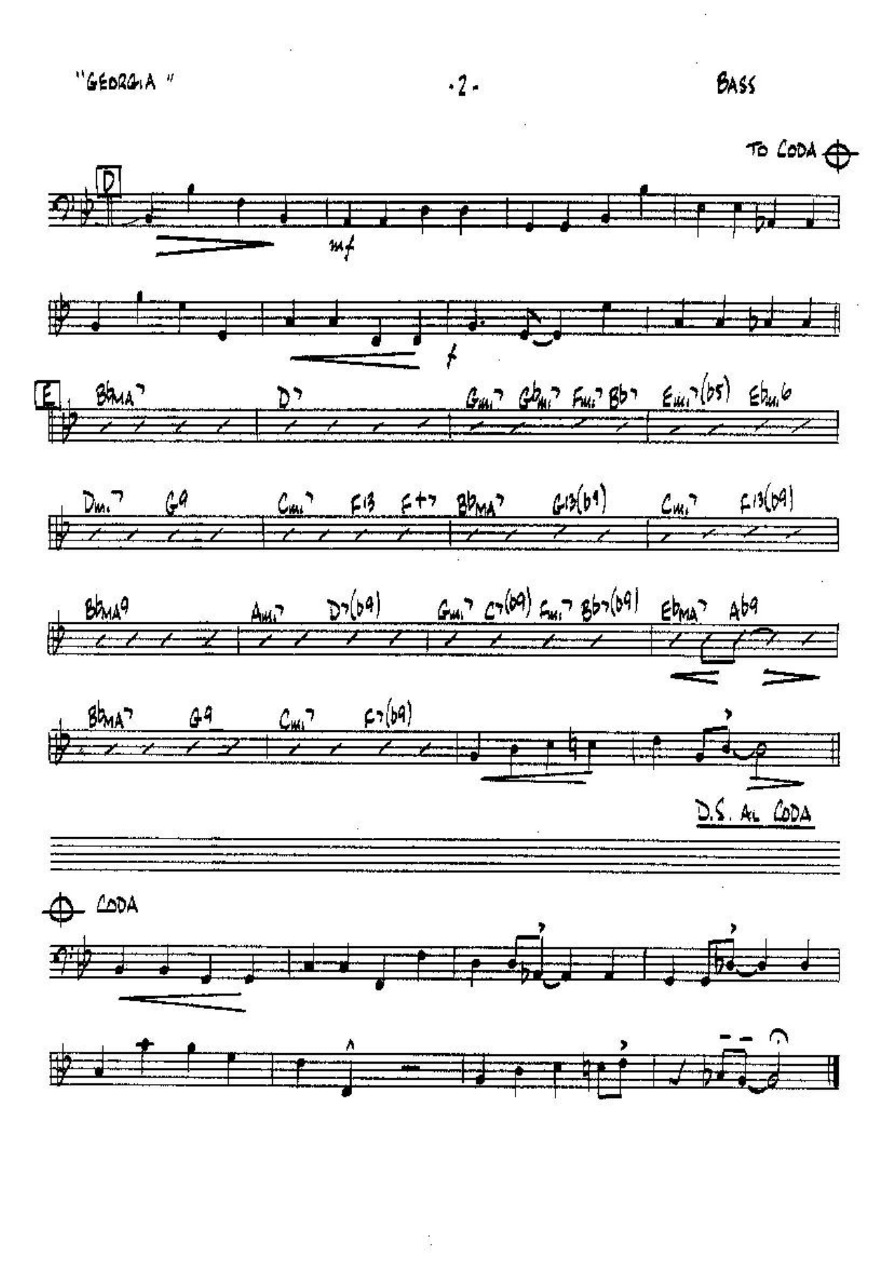 Georgia On My Mind VOCAL Bb Bass — page 2