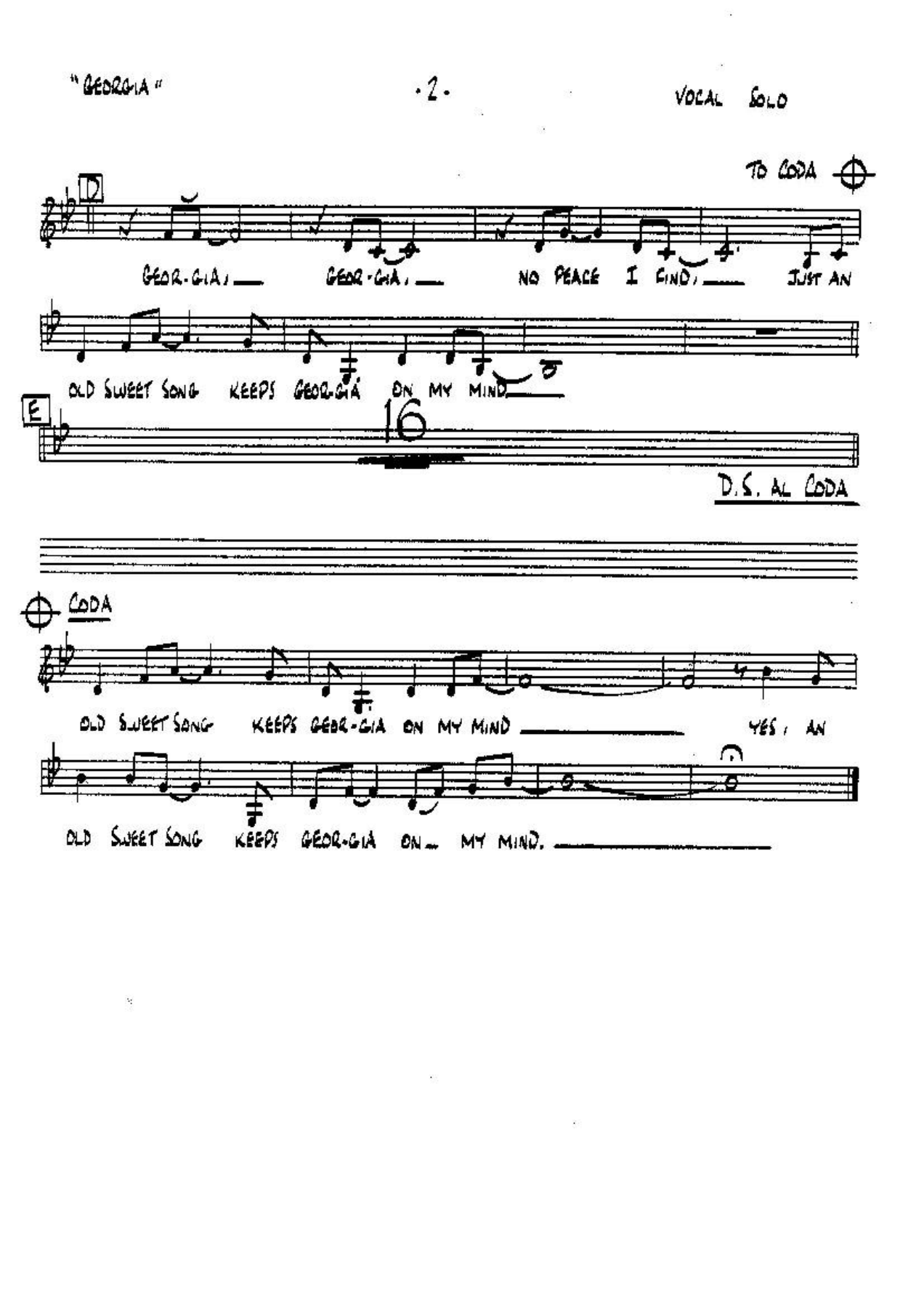 Georgia On My Mind VOCAL Bb Canto — page 2