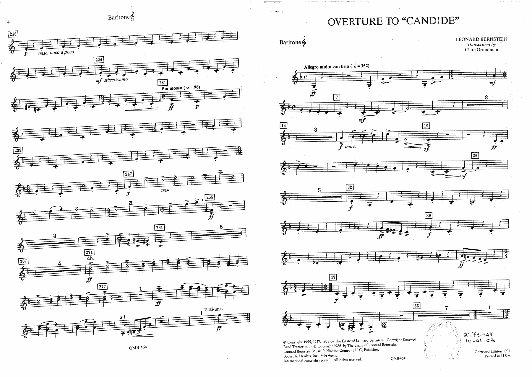 Overture to Candid - 25A - Euphonium in Bb TC — sheet music cover (first page)