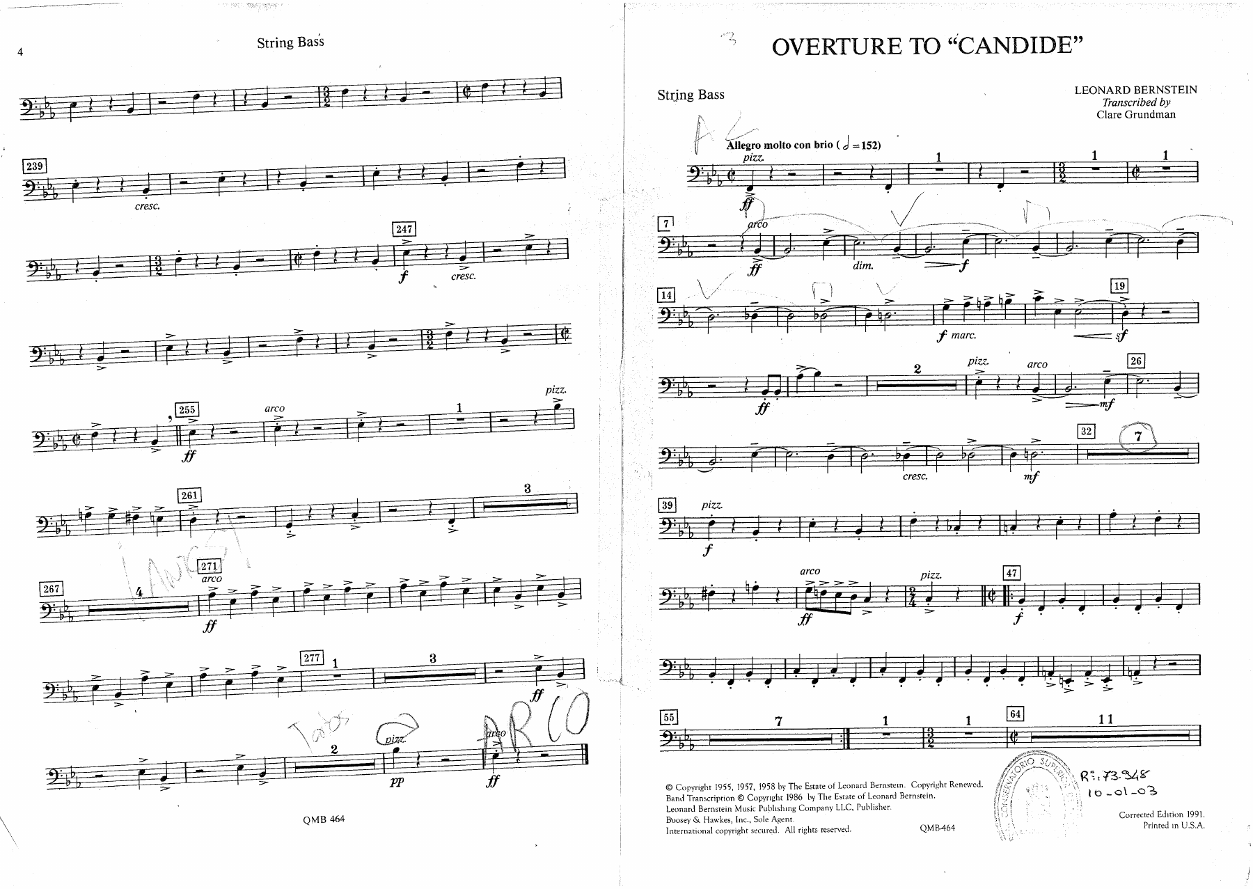 Overture to Candid - 27 - String Bass — sheet music cover (first page)