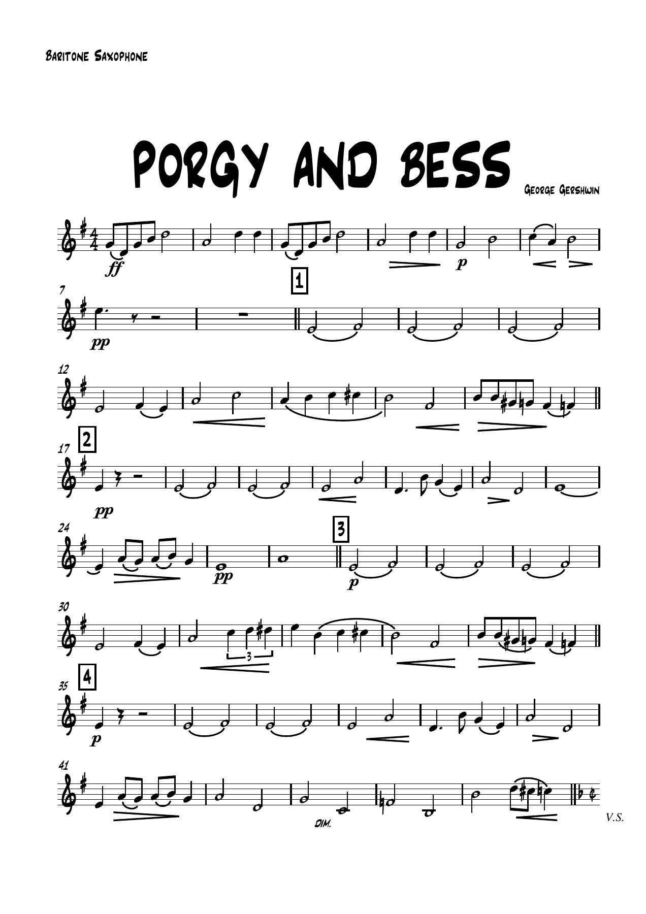 Bar Tono Sax — concert_band sheet music arranged by GEORGE GERSHWIN | Jazz Standard