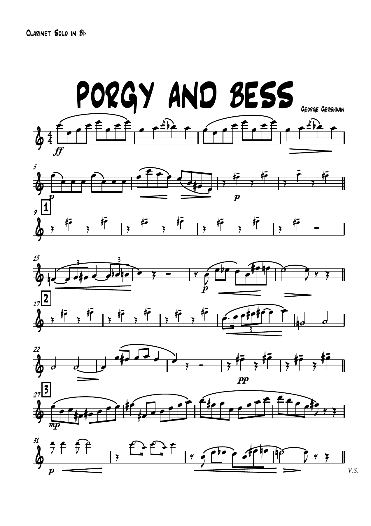 Clarinete Solo In Bb — concert_band sheet music arranged by George Gershwin | Jazz Standard