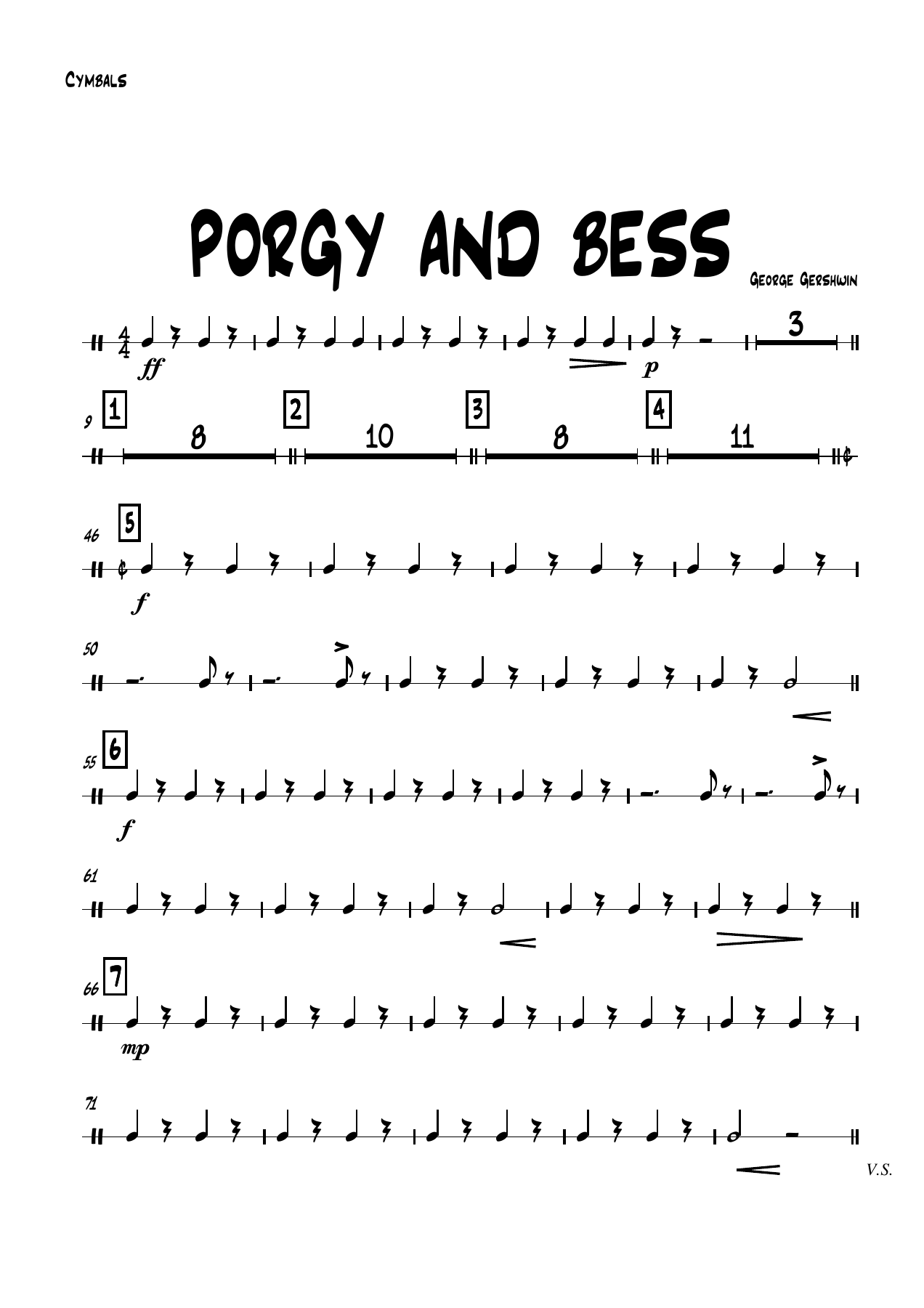 cymbals — sheet music cover (first page)