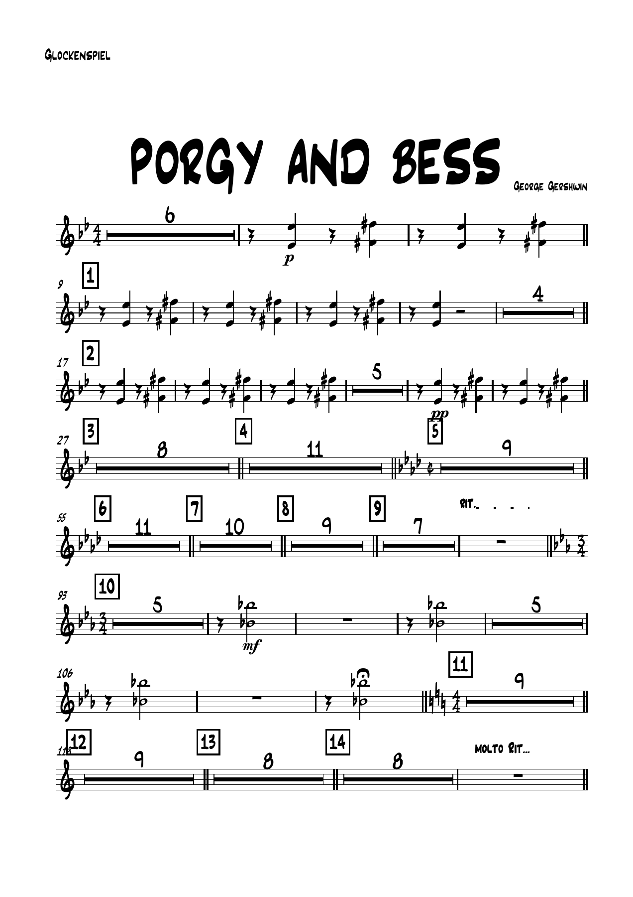 glockenspiel — sheet music cover (first page)