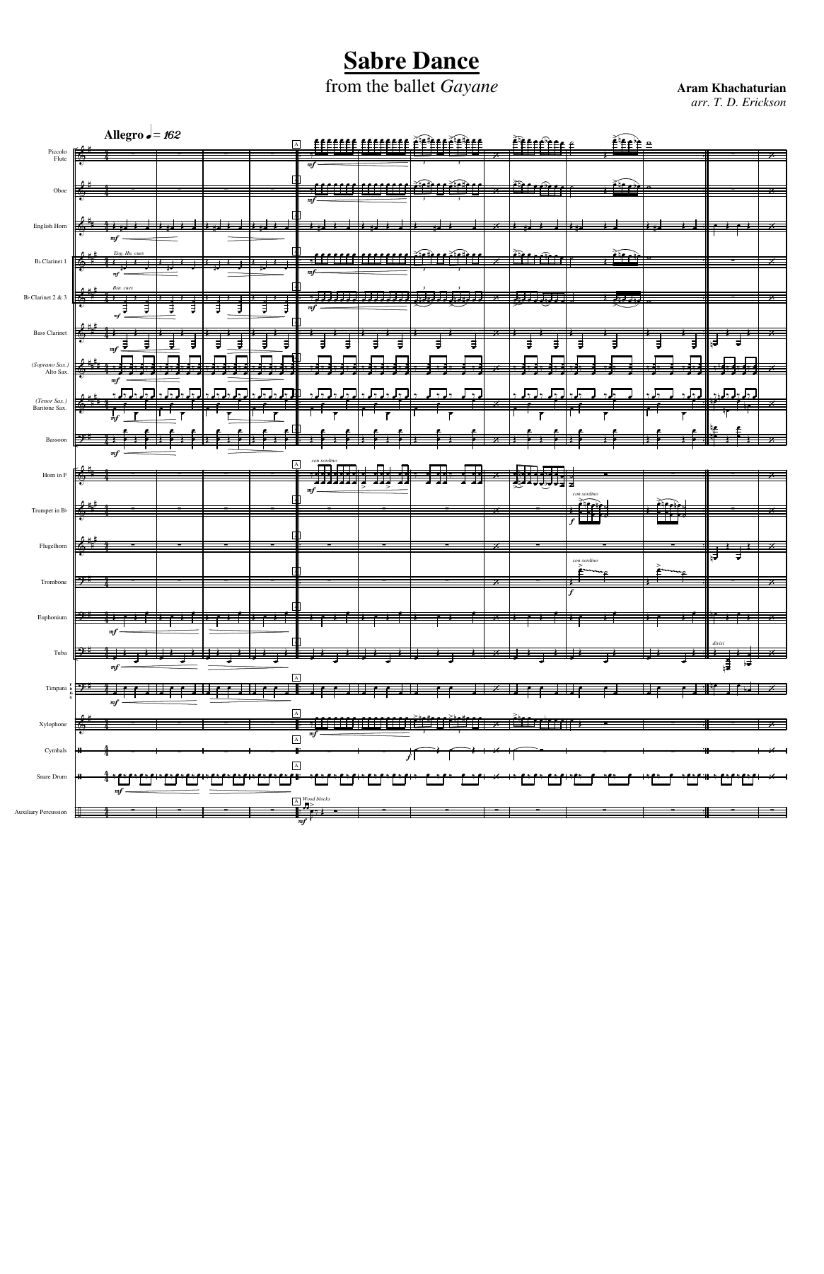 Sabre Dance — sheet music cover (first page)