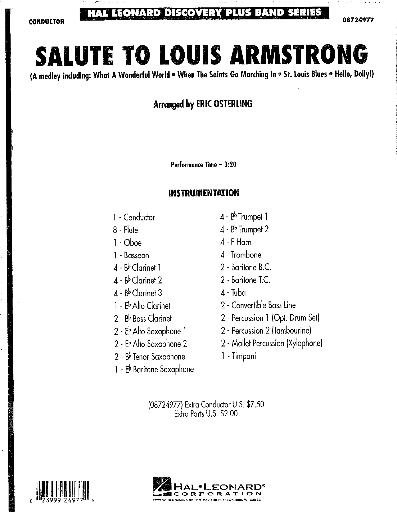 Salute To Louis Armstrong — concert_band sheet music arranged by E.Osterling | Jazz Standard