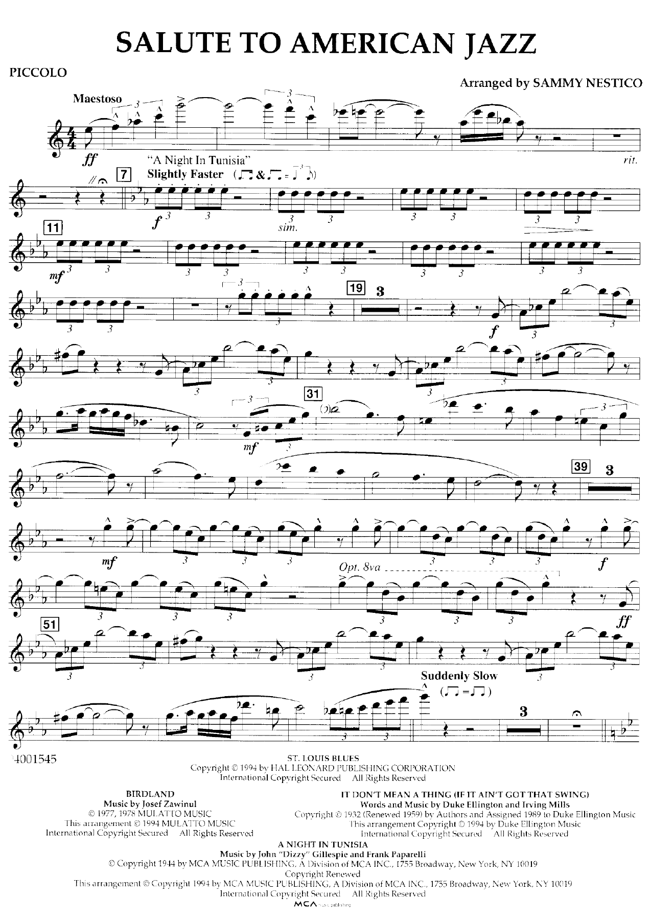 Salute To American Jazz — sheet music cover (first page)