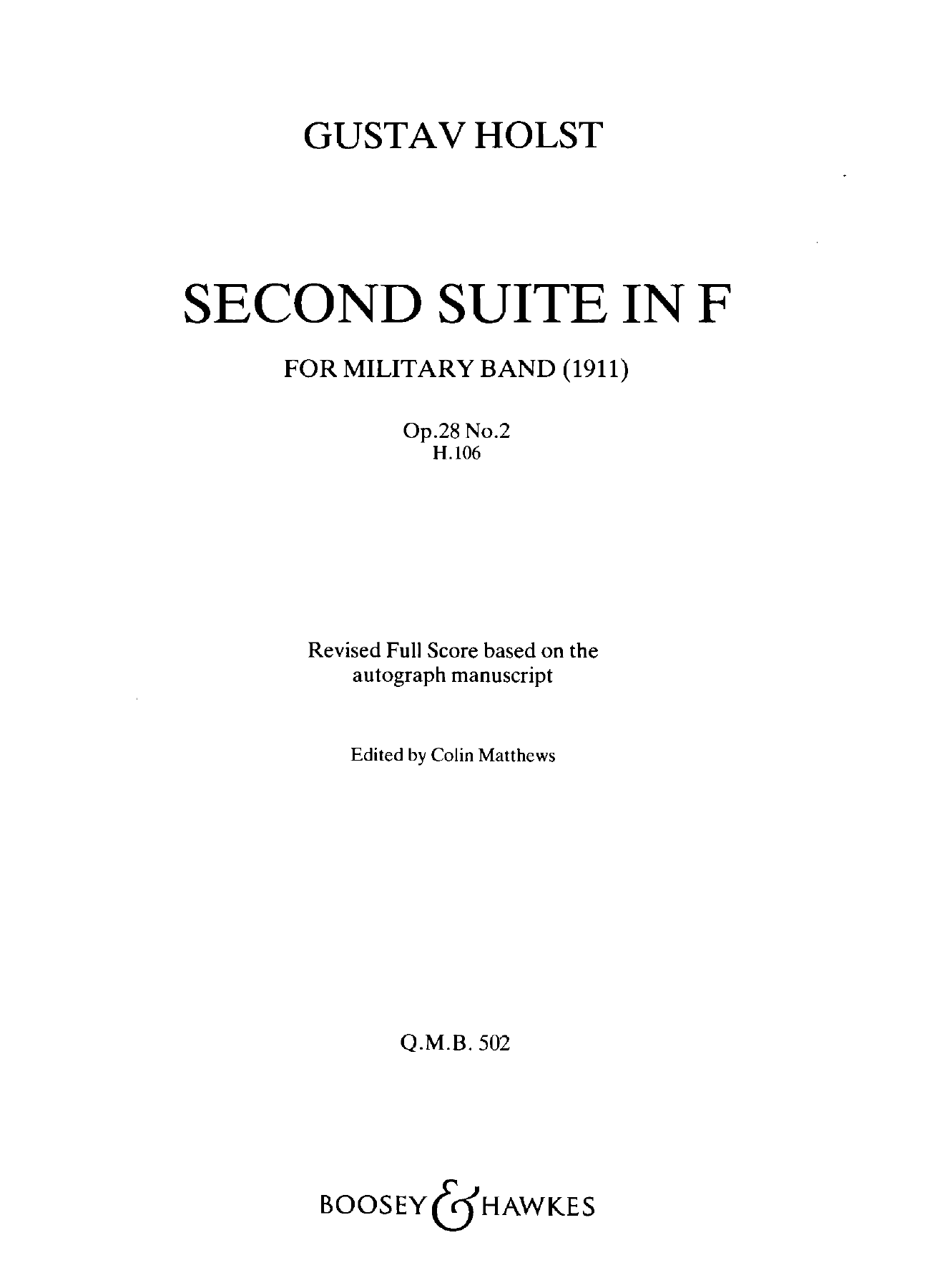 Second Suite In F — sheet music cover (first page)