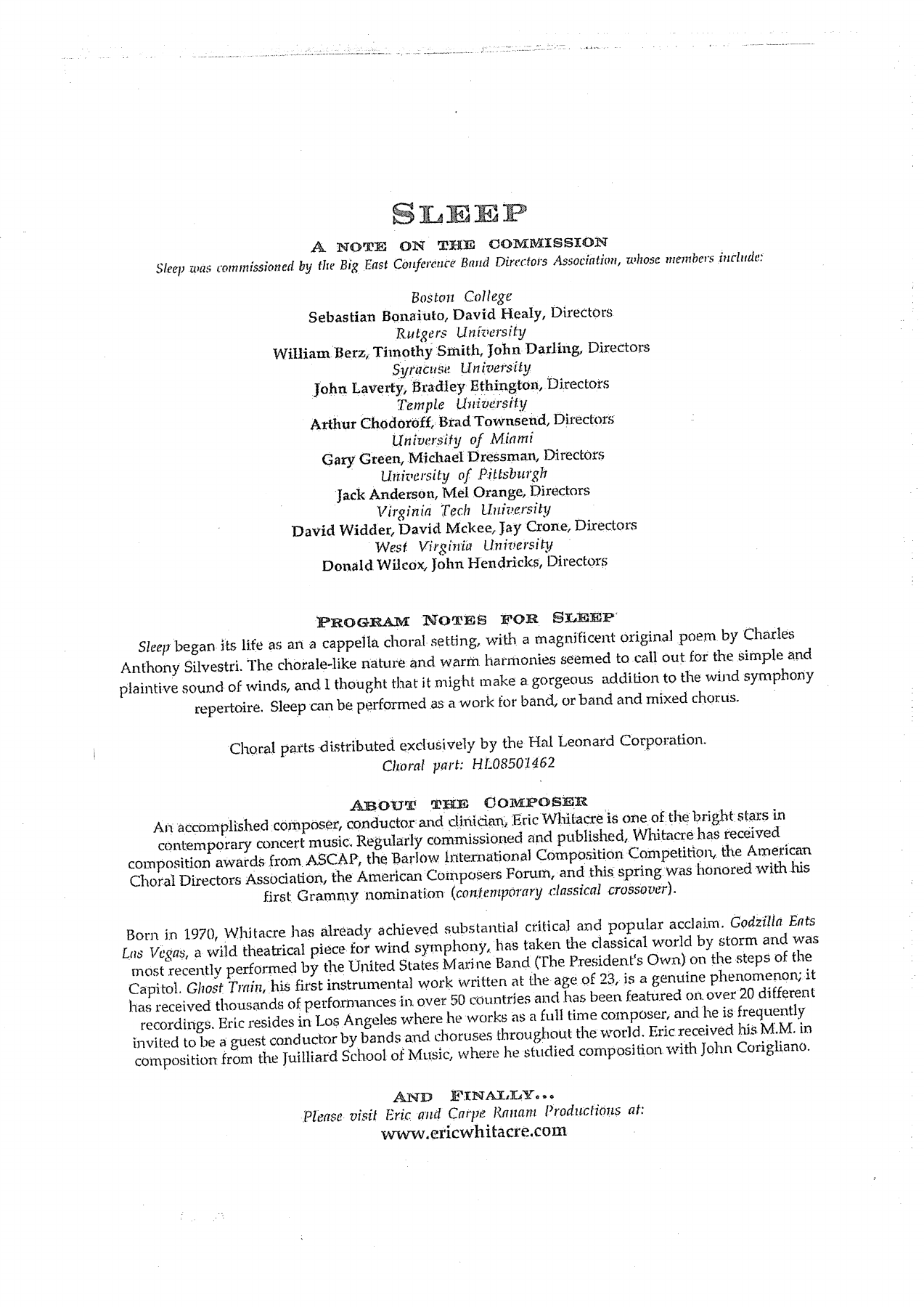 Sleep — sheet music preview