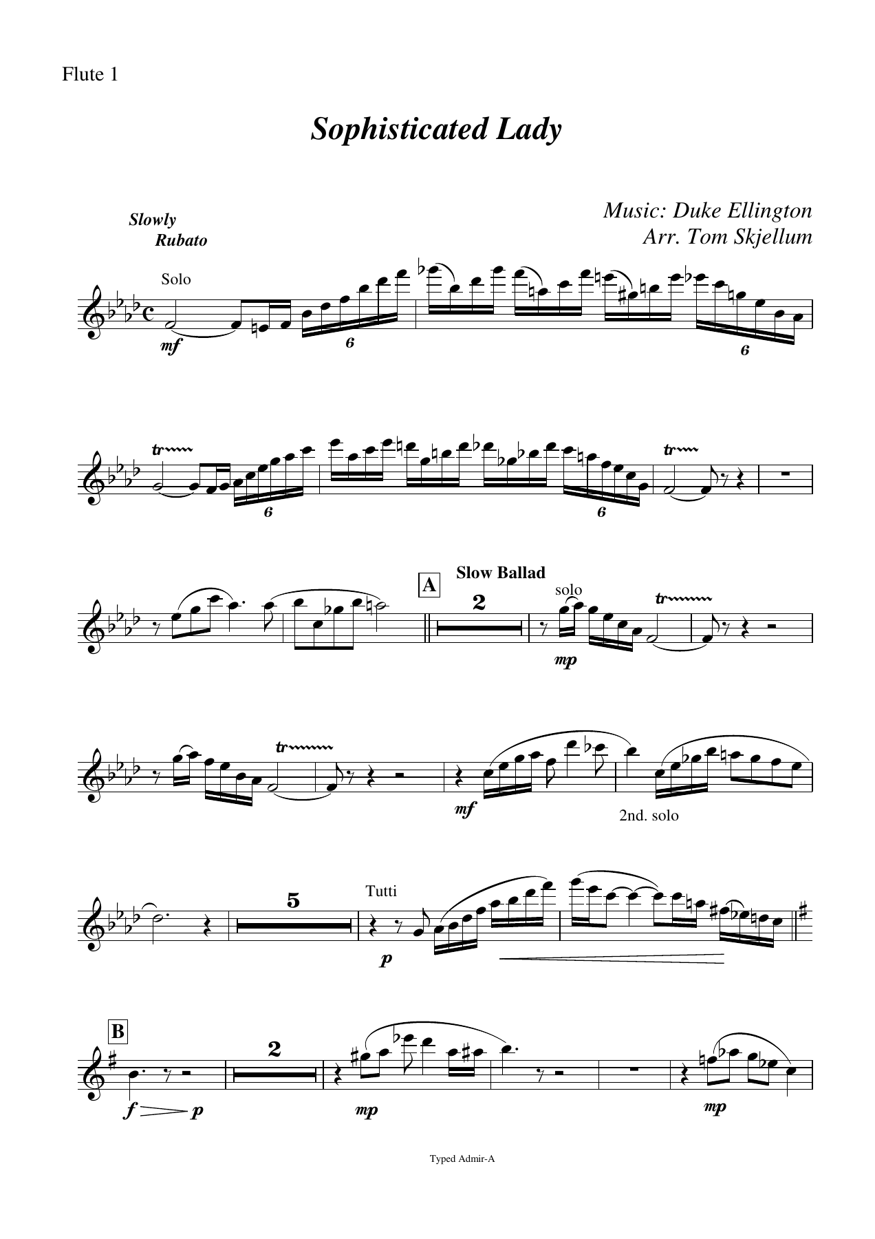 Sophisticated Lady parts — sheet music preview