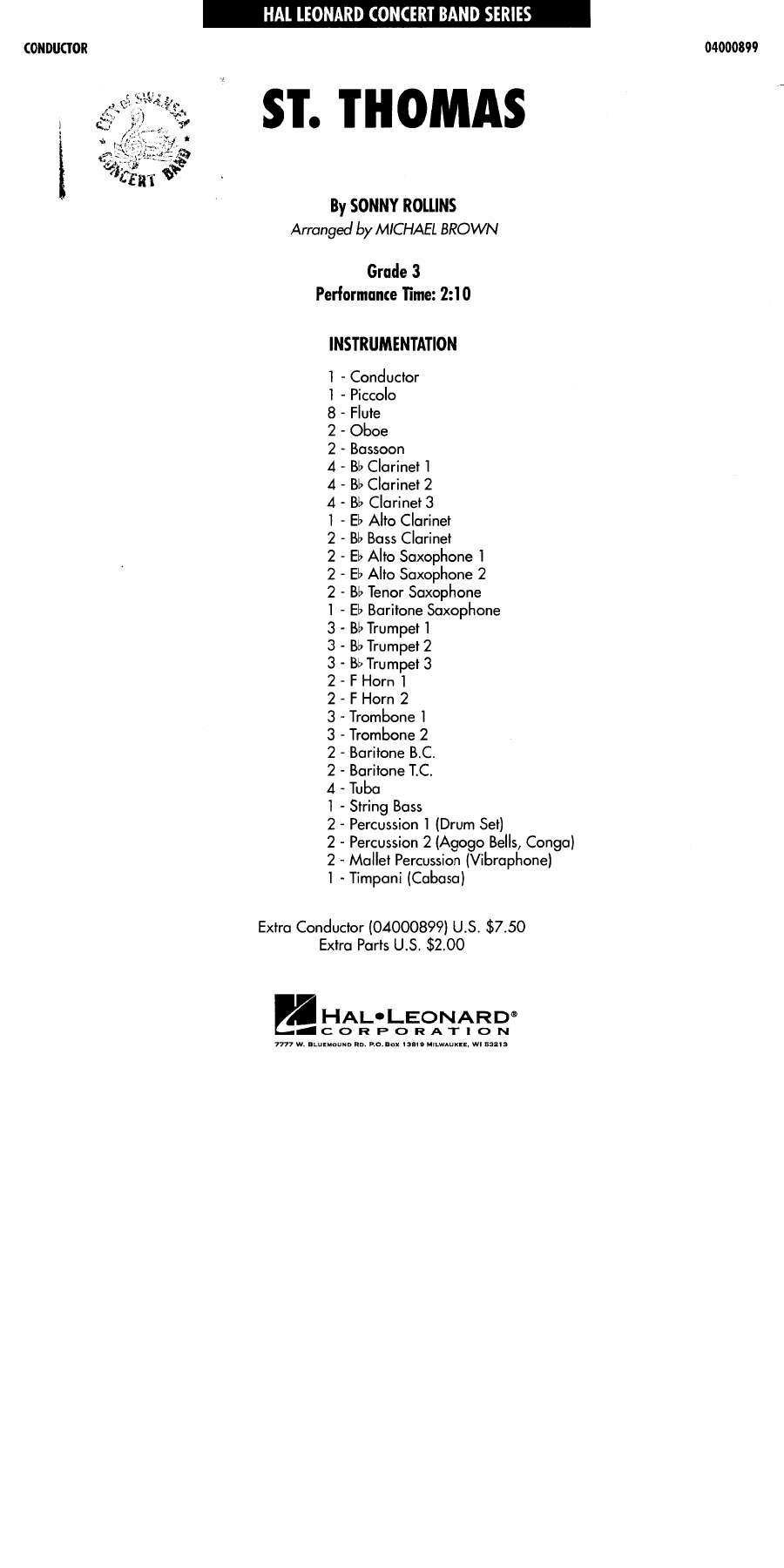 St.Thomas — sheet music cover (first page)