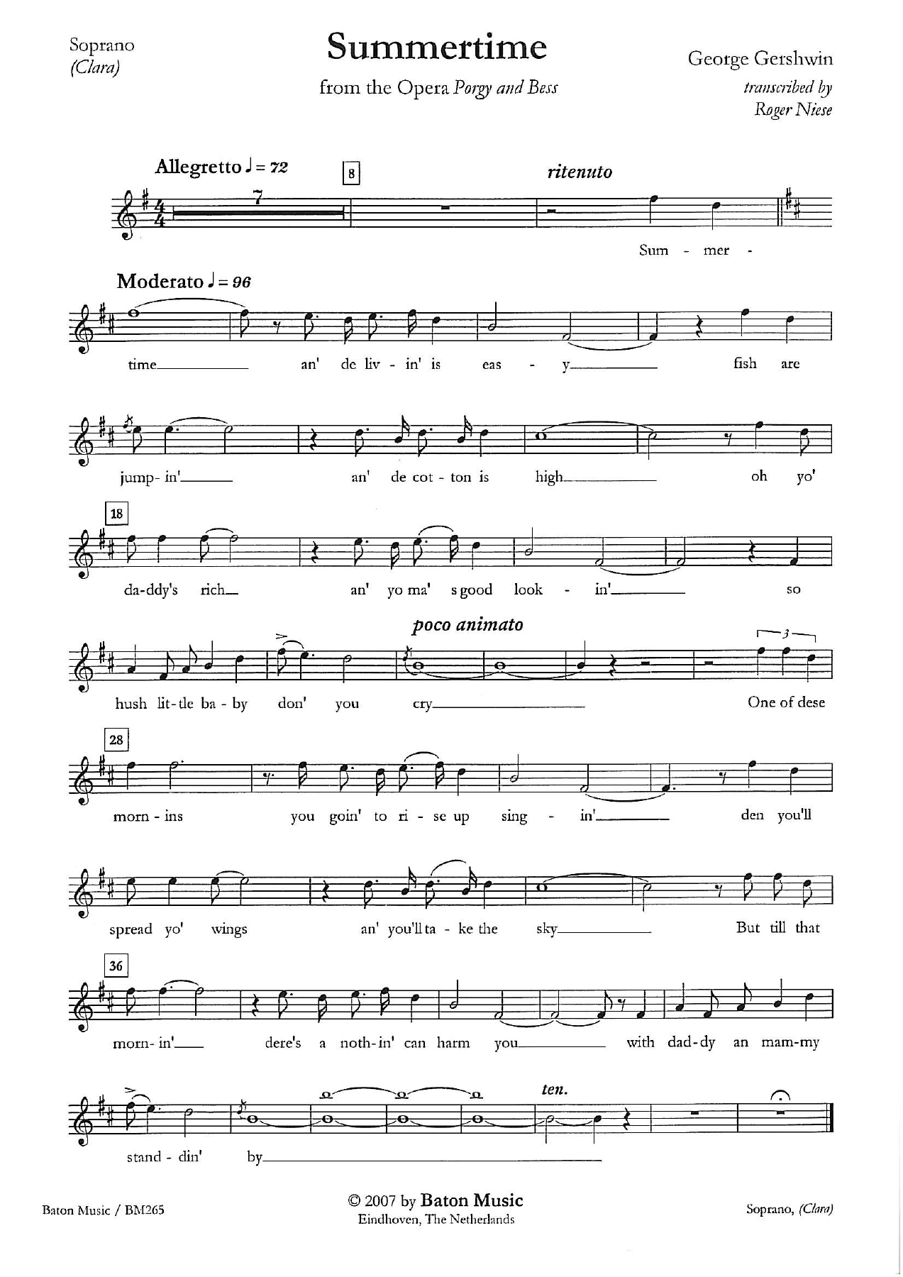 Summertime. G. Gershwin. Opcionais — page 2