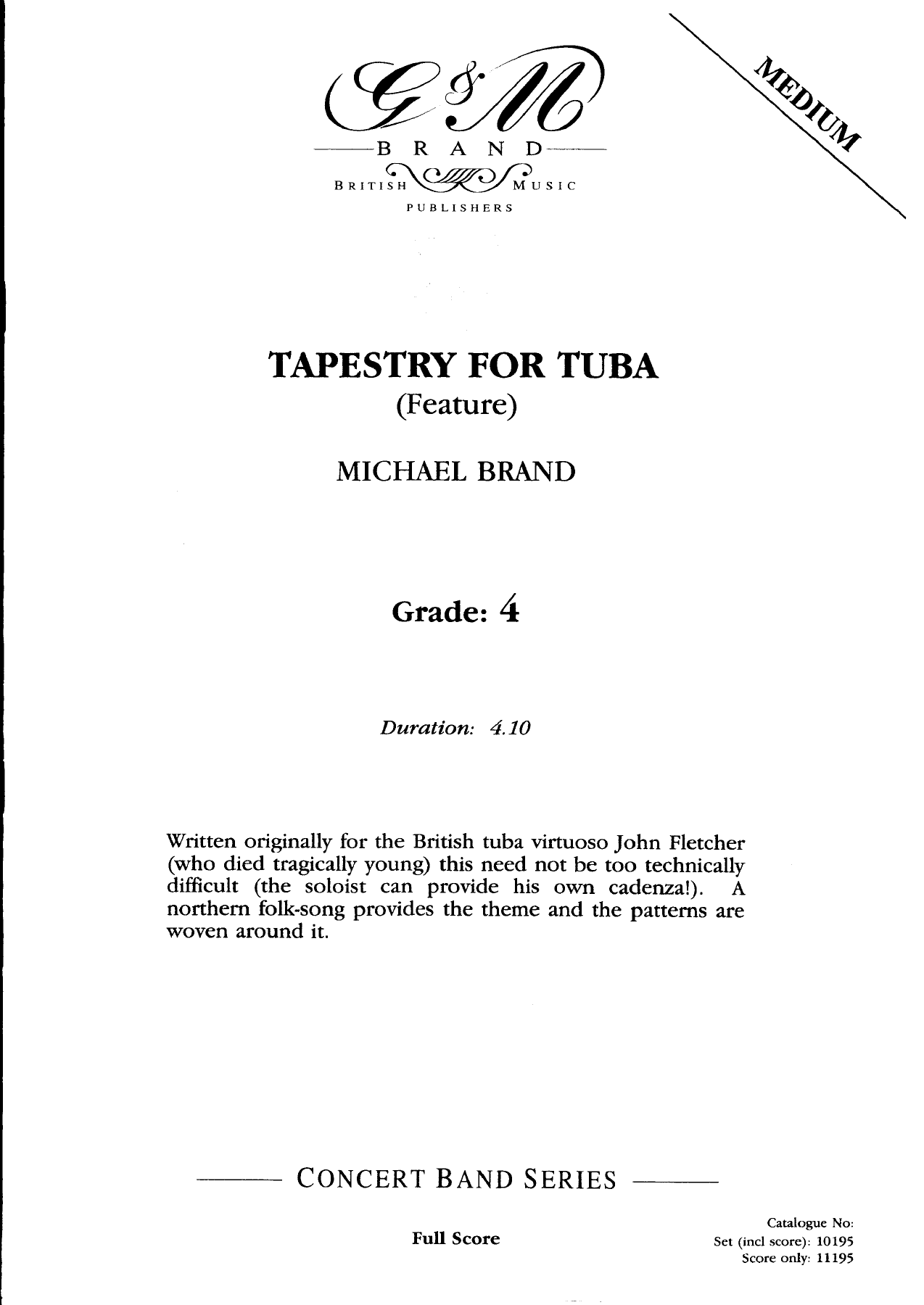 Tapestry For Tuba — sheet music cover (first page)