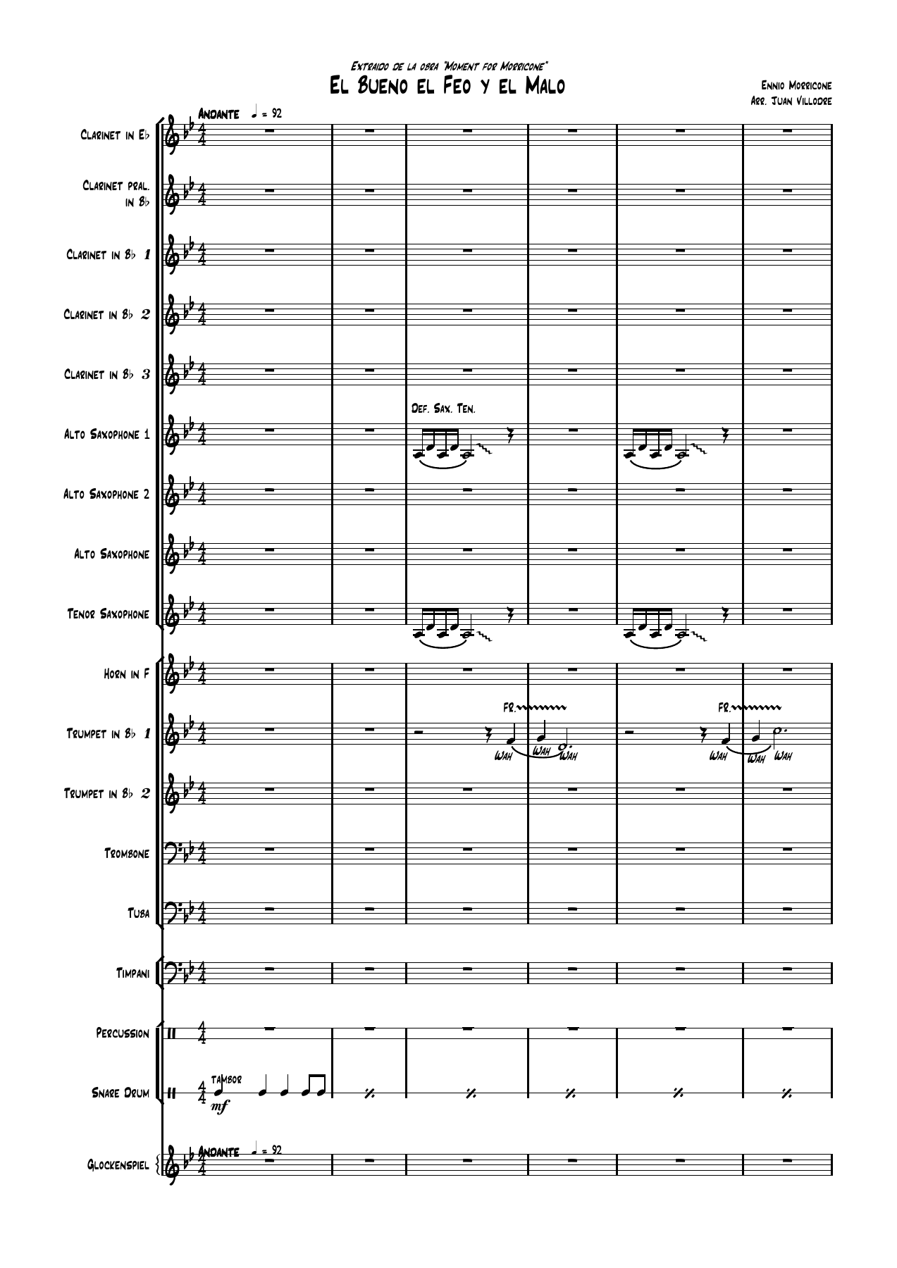 The Good, The Bad And The Ugly - arr. Juan Villodre - Concert Band - Wind Band — sheet music preview