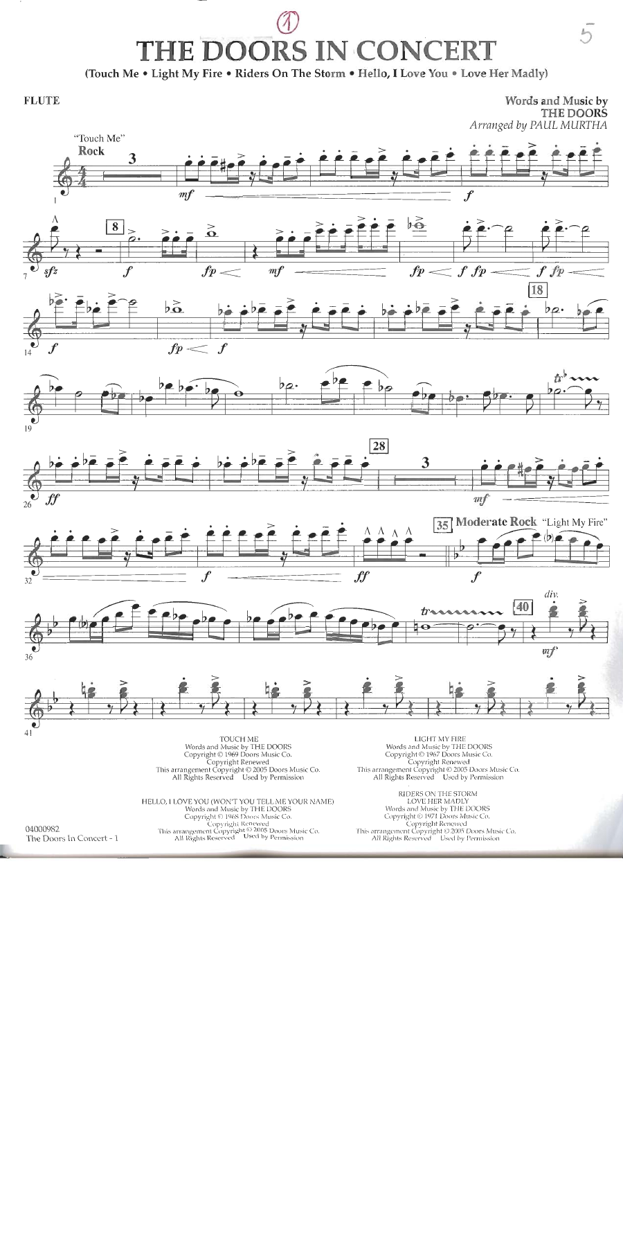 The Doors in Concert — sheet music cover (first page)