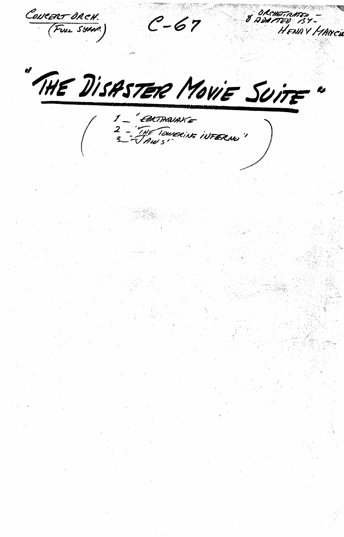 The Disater Movie Suite (H.Mancini) score — sheet music cover (first page)