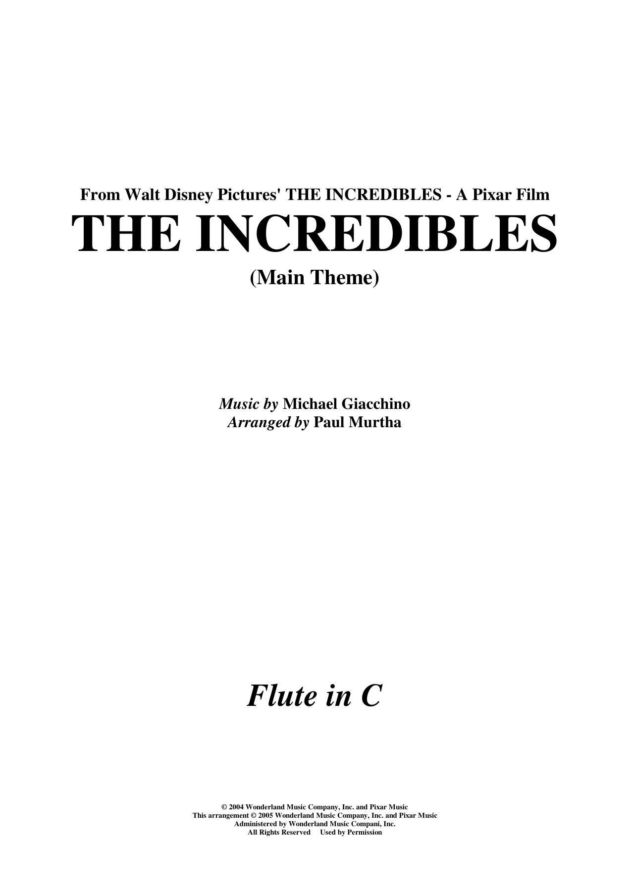 01 the Incredibles — sheet music preview