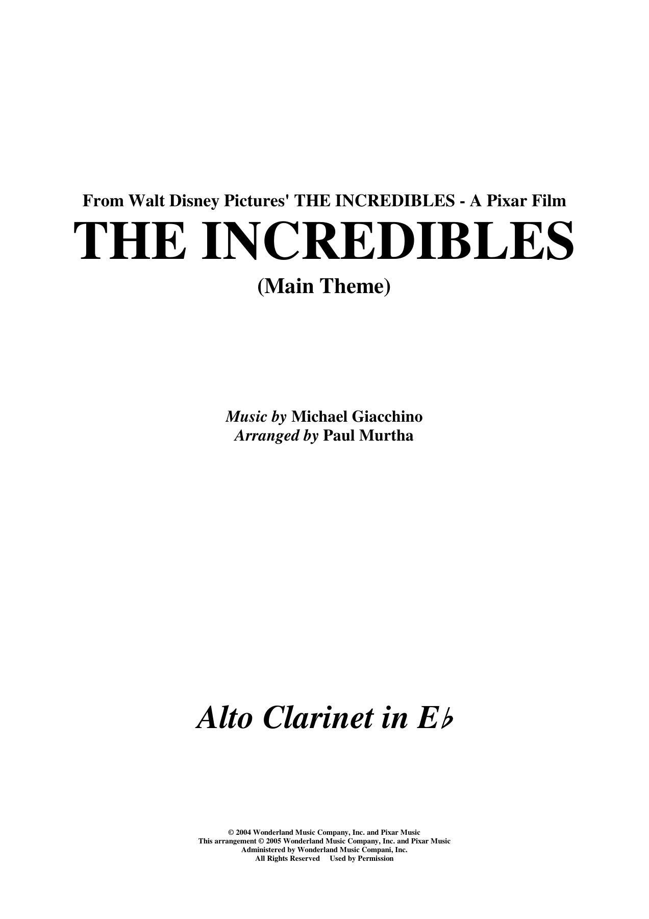 07 the Incredibles — sheet music cover (first page)