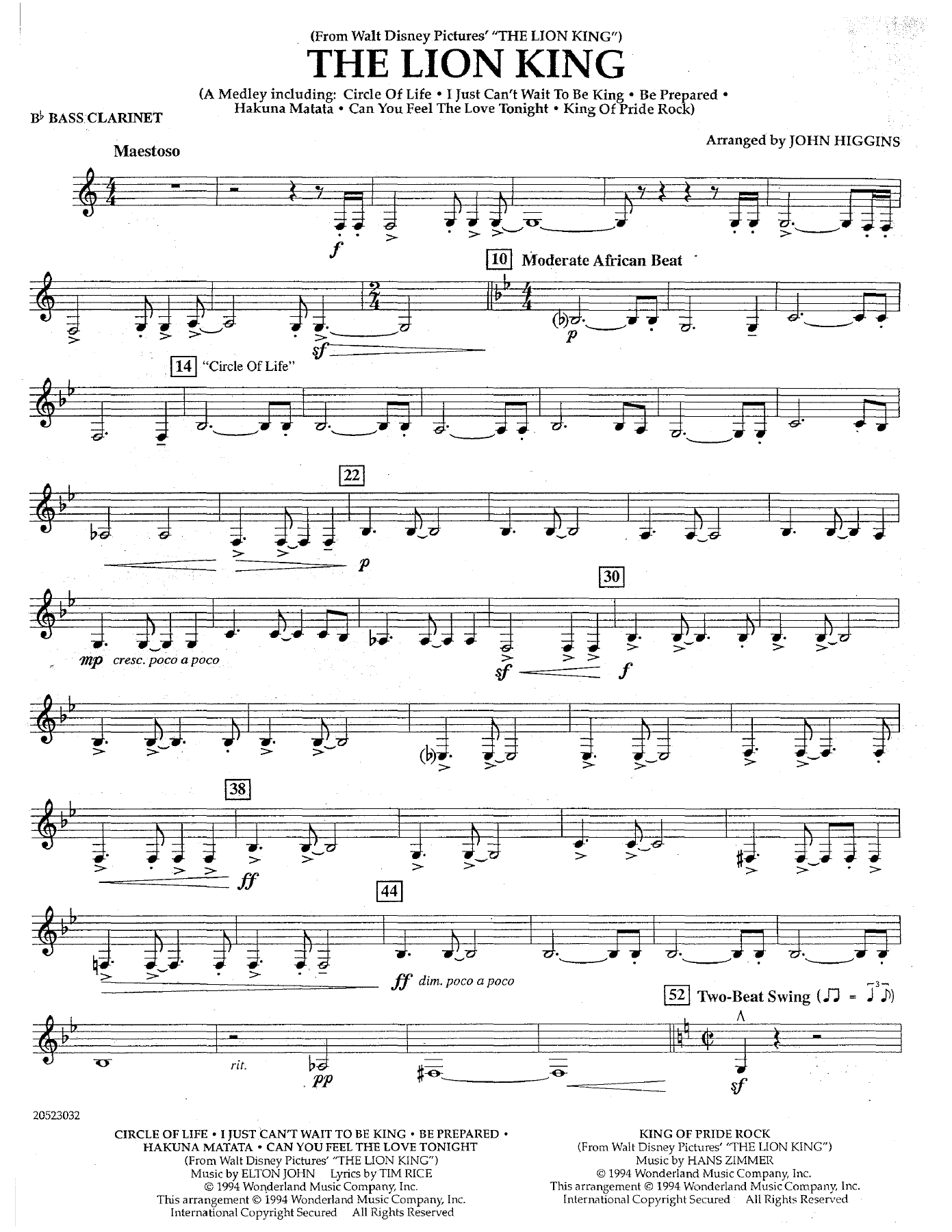 The Lion King — sheet music cover (first page)