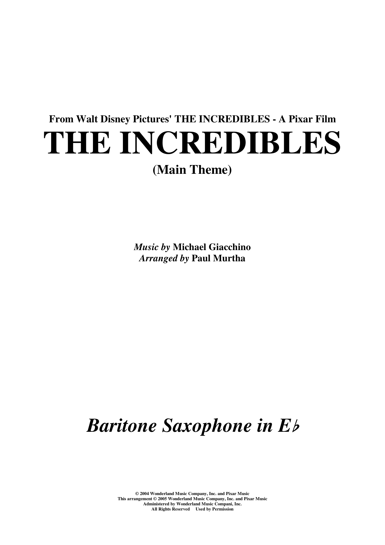 12 the Incredibles — sheet music preview