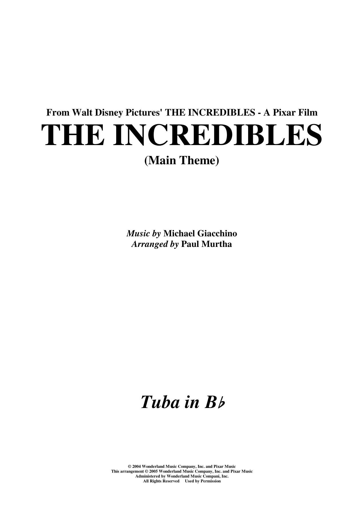 19 the Incredibles — sheet music preview