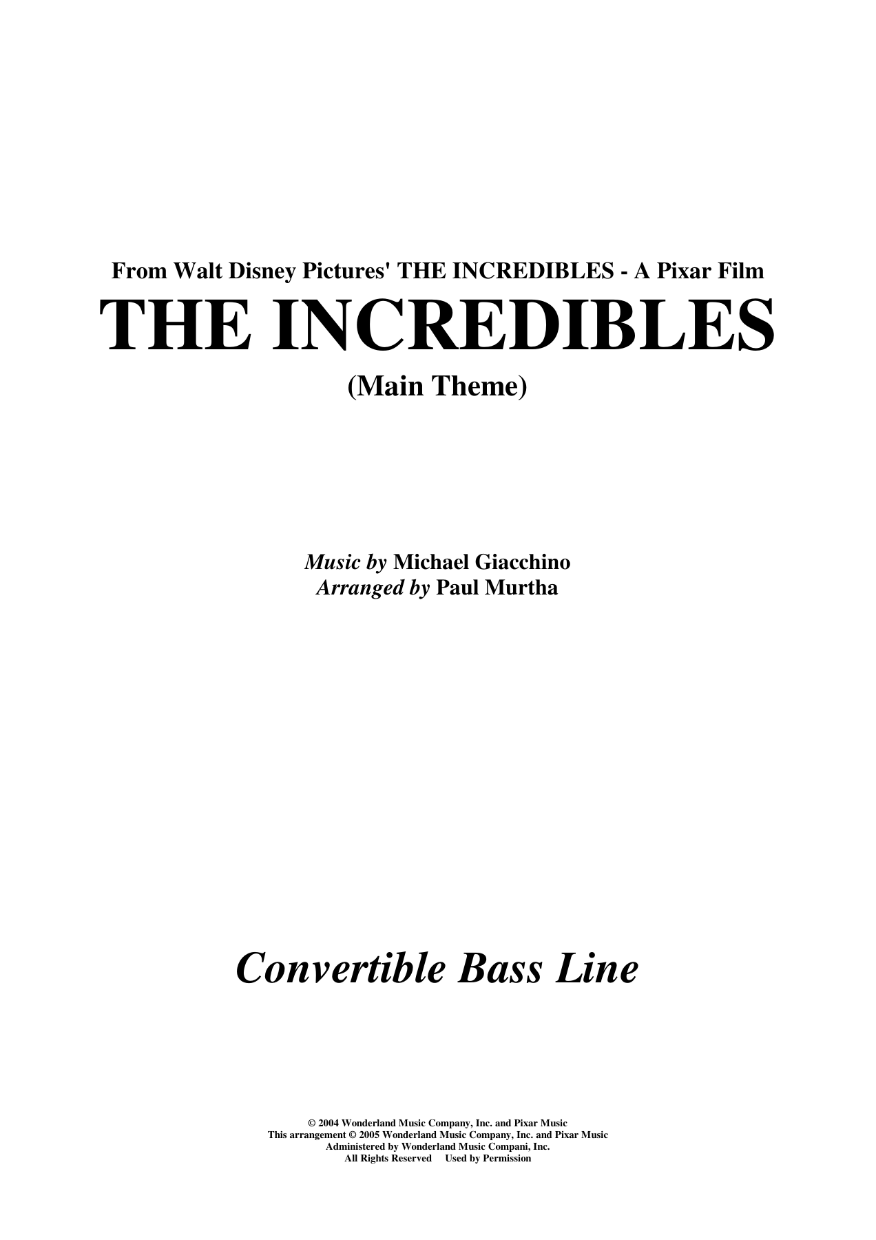 21 the Incredibles — sheet music preview