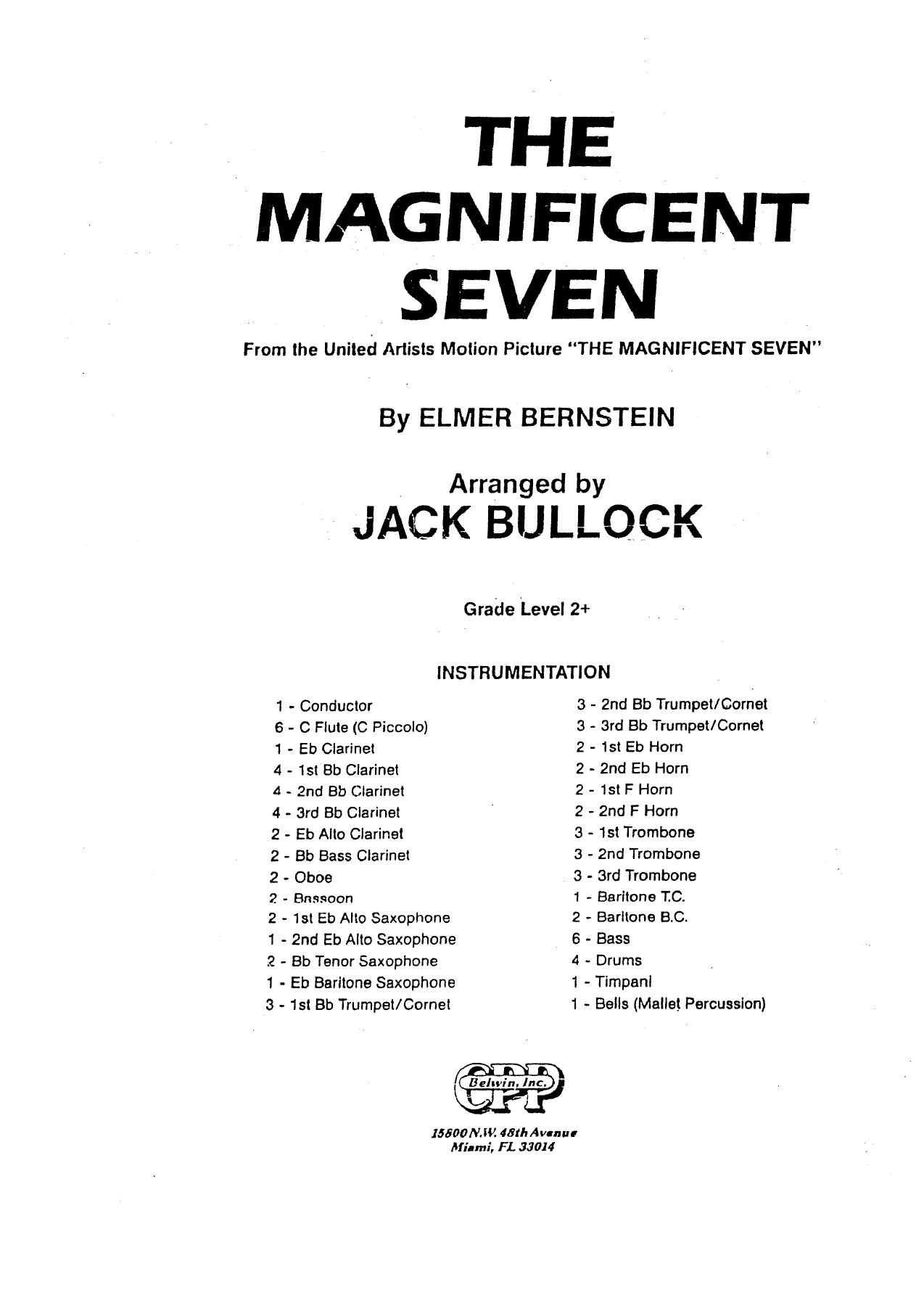 The Magnificent Seven — sheet music preview