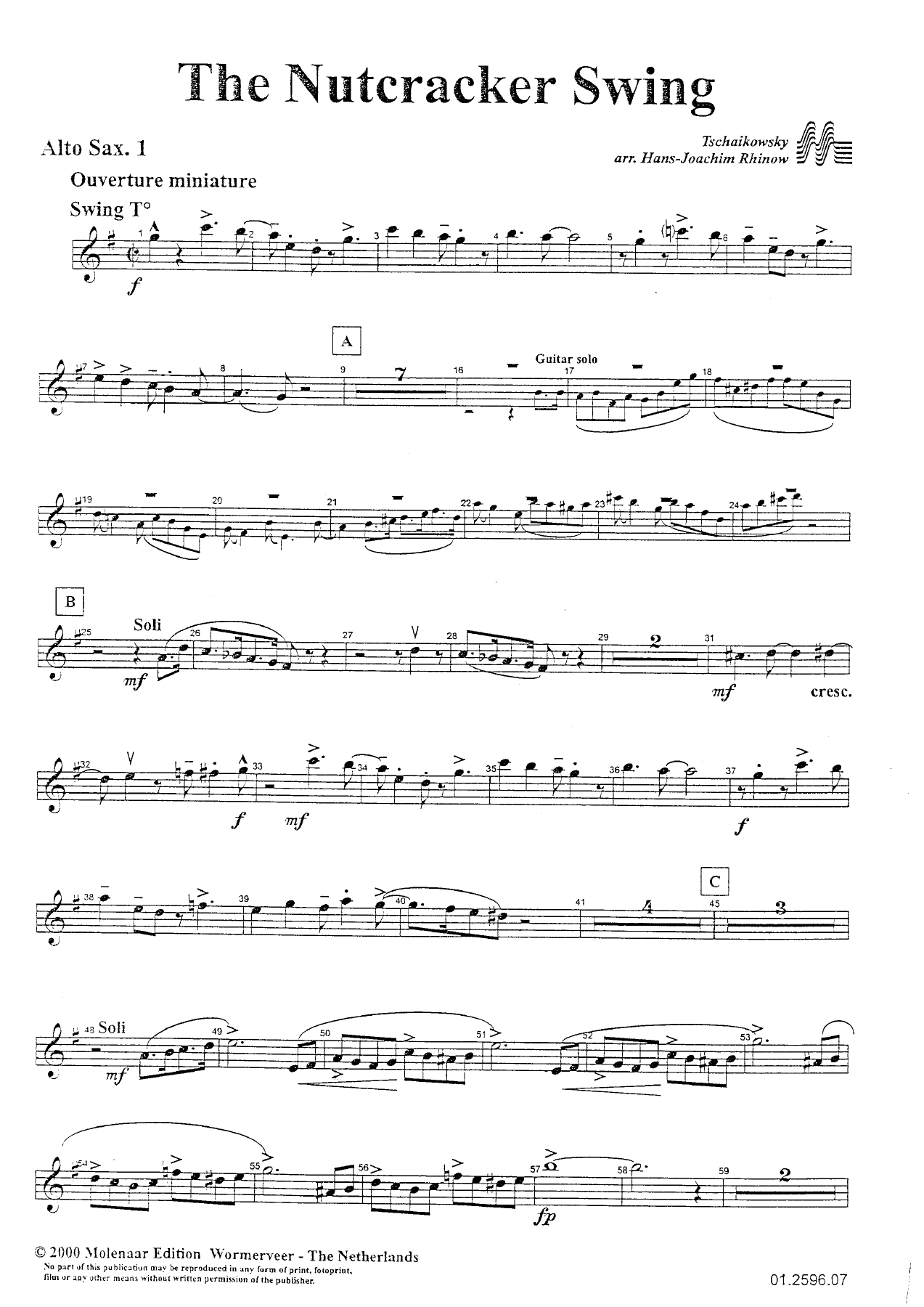 The Nutcracker Swing - Alto Saxophone — sheet music cover (first page)