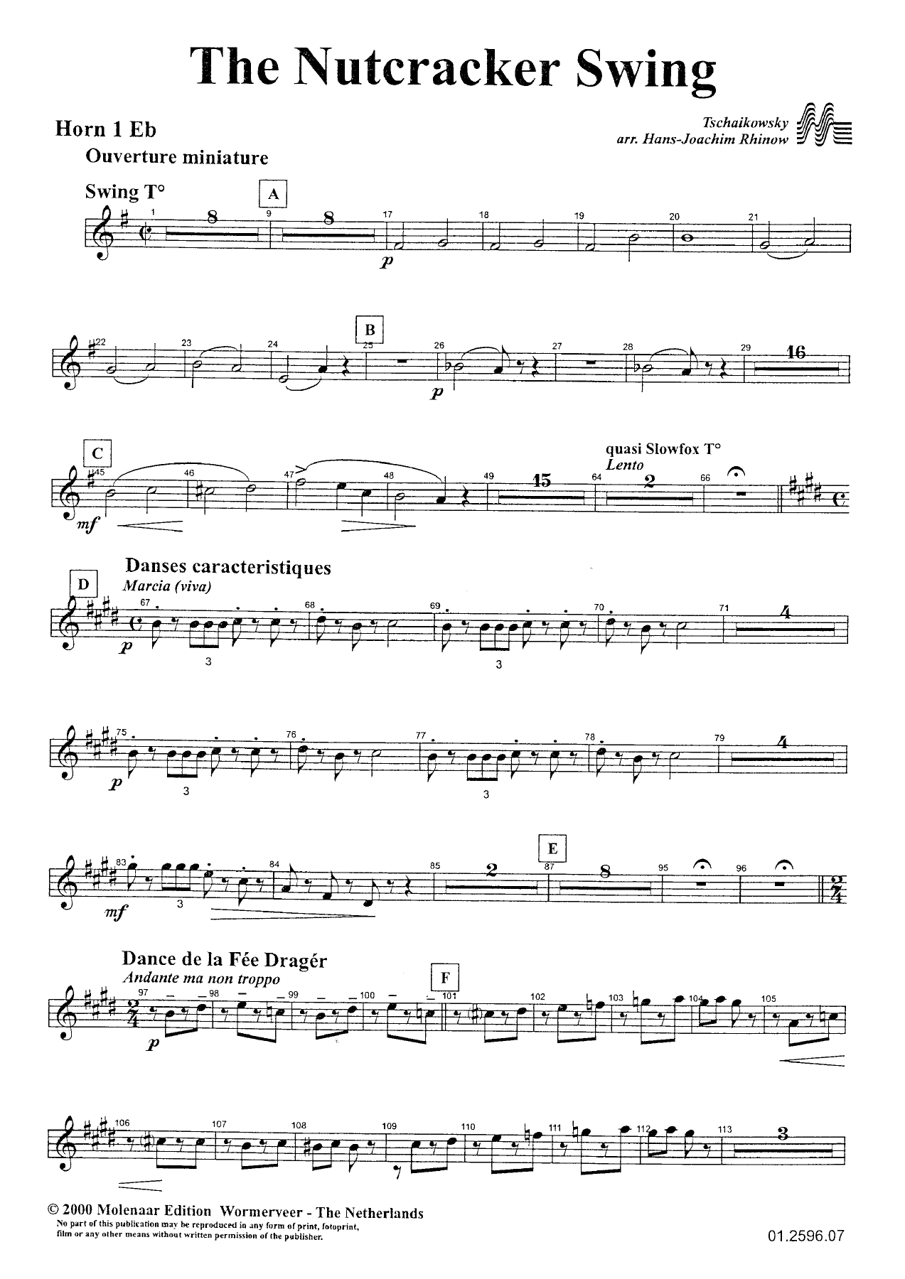 The Nutcracker Swing - Eb Horn — sheet music cover (first page)
