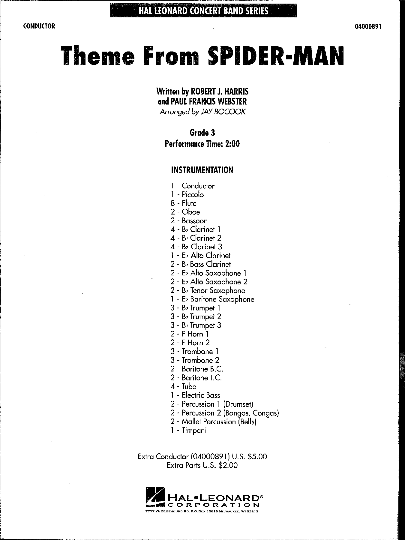 Theme From Spider-Man — sheet music cover (first page)