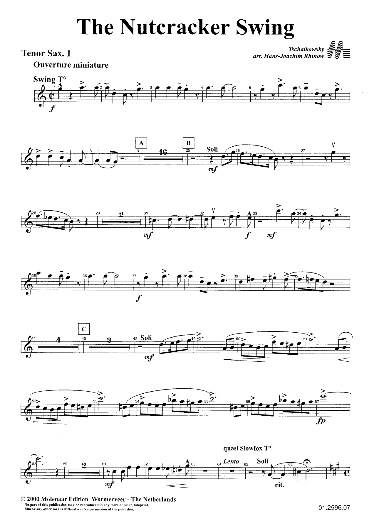 The Nutcracker Swing - Tenor Saxophone — sheet music cover (first page)